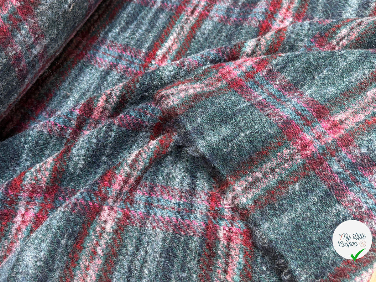 TWEED BOUCLETTE 56% LAINE BLEU À CARREAUX GIOVIXEN - My Little Coupon