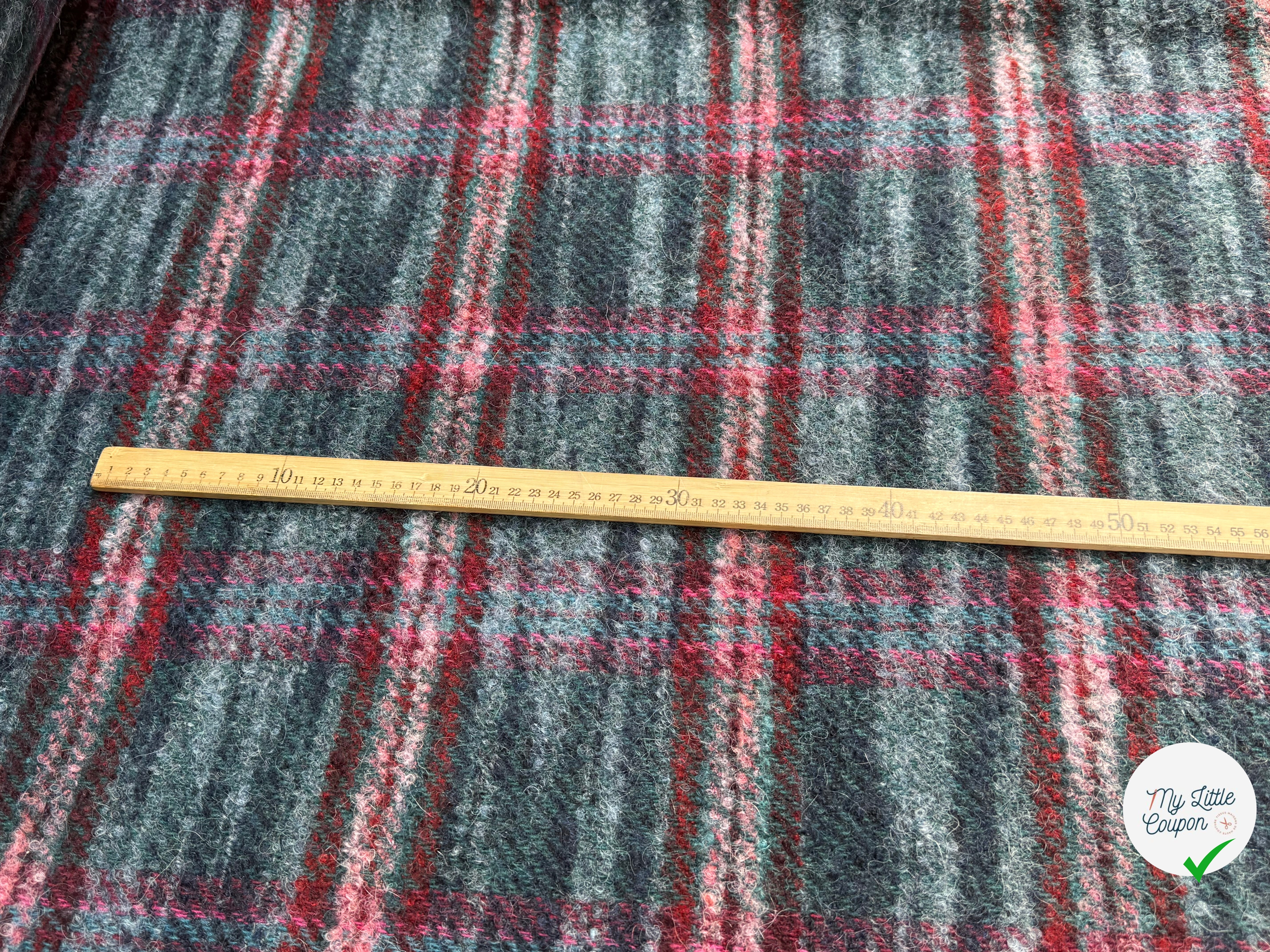 TWEED BOUCLETTE 56% LAINE BLEU À CARREAUX GIOVIXEN - My Little Coupon