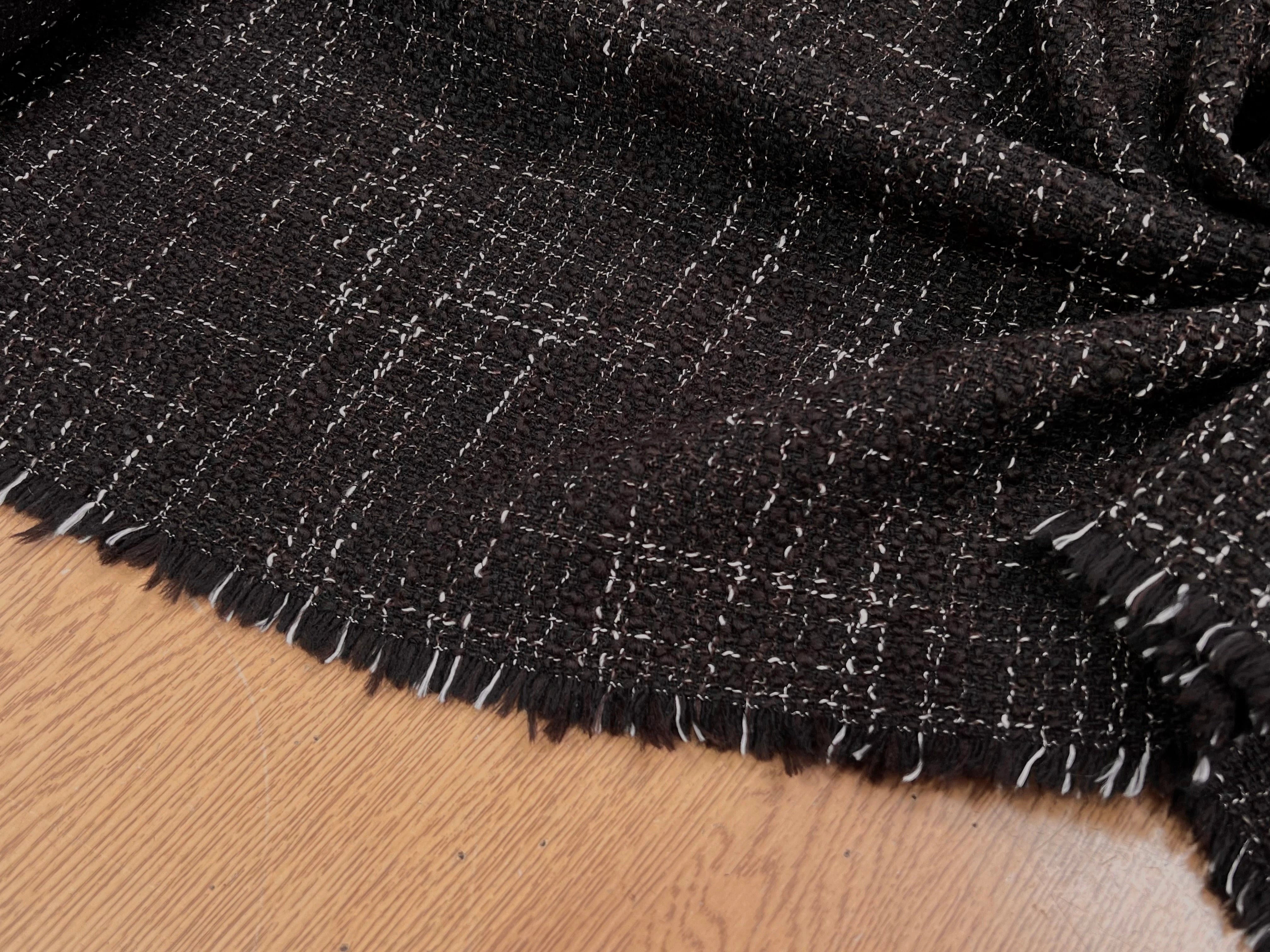 TWEED BOUCLETTE MARRON CHINÉ BLANC - My Little Coupon