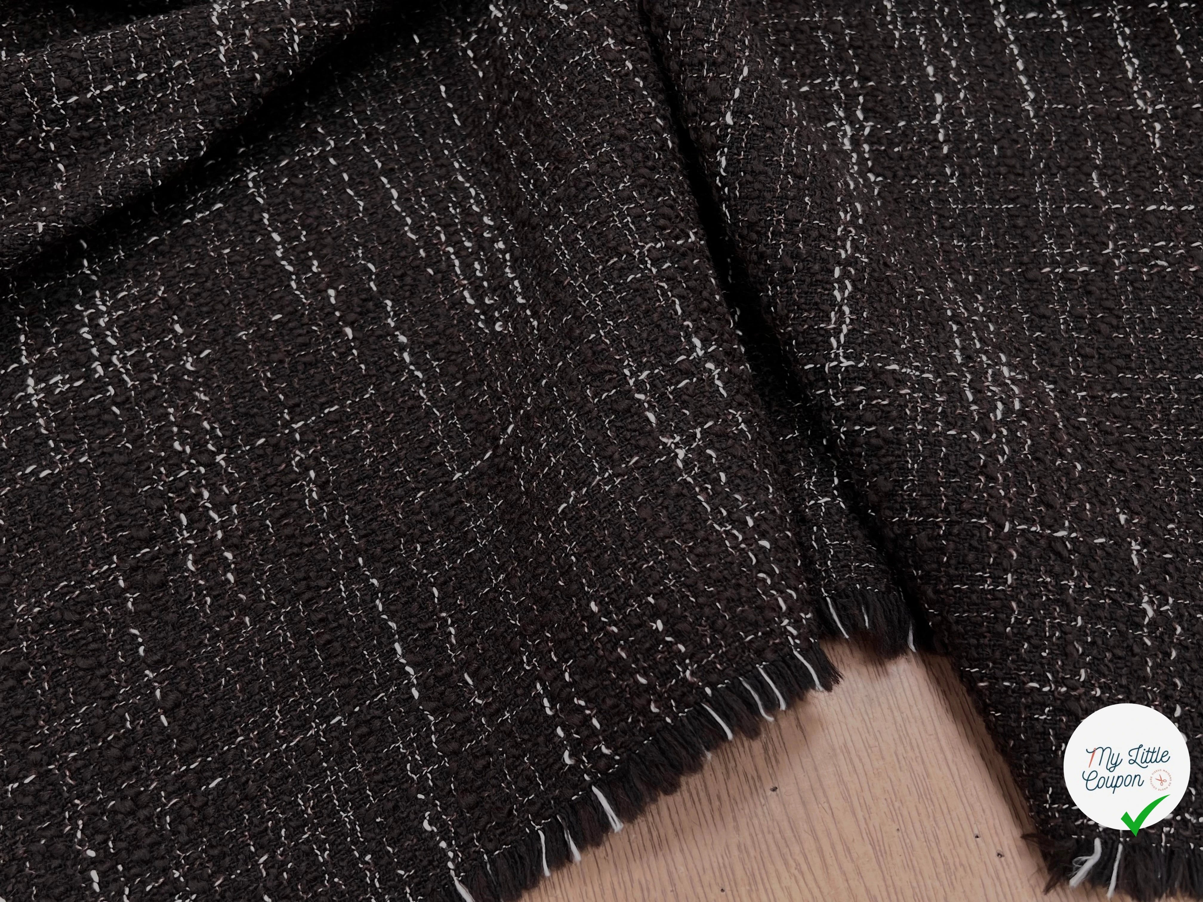 TWEED BOUCLETTE MARRON CHINÉ BLANC - My Little Coupon