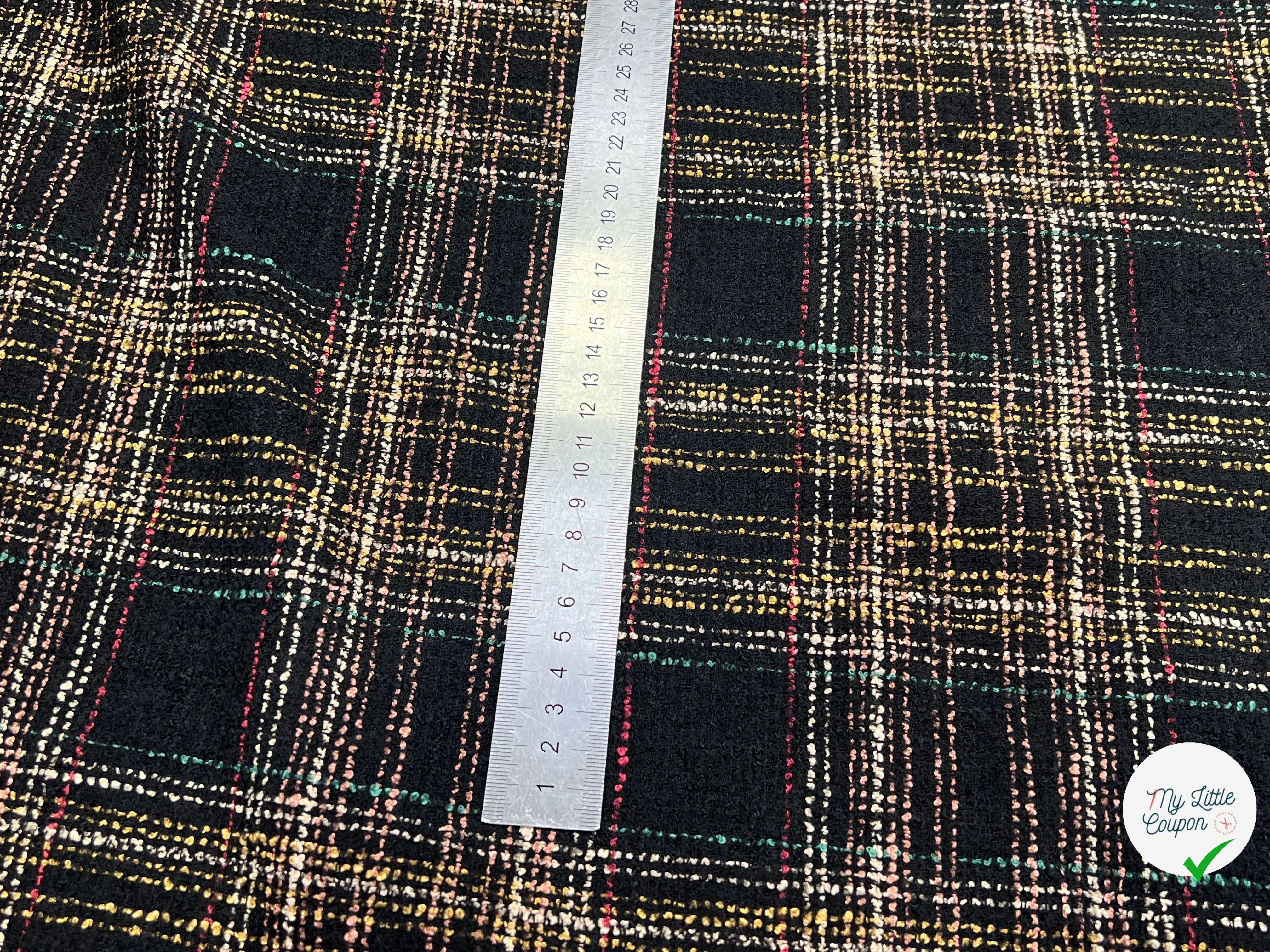 TWEED BOUCLETTE NOIR AVEC CARREAUX COLORÉS - My Little Coupon