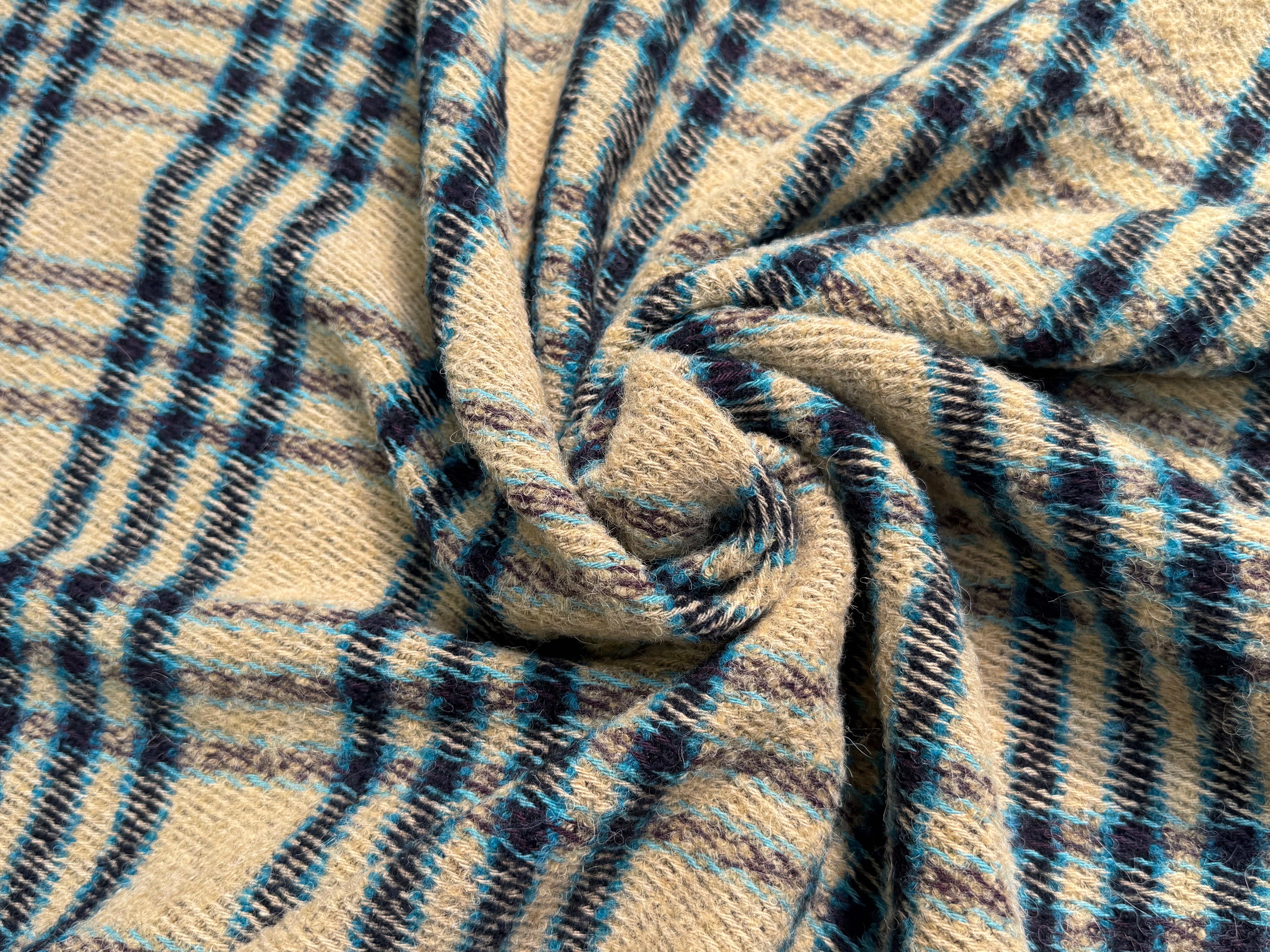 TWEED BOUCLETTE POLYLAINE SERGÉ 10% LAINE ALPAGA BEIGE - My Little Coupon