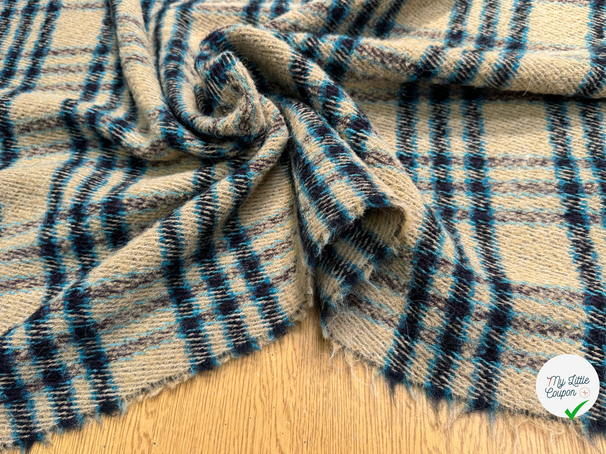 TWEED BOUCLETTE POLYLAINE SERGÉ 10% LAINE ALPAGA BEIGE - My Little Coupon