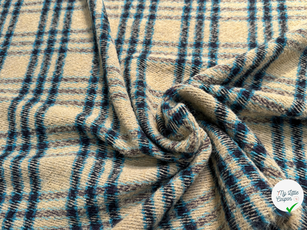TWEED BOUCLETTE POLYLAINE SERGÉ 10% LAINE ALPAGA BEIGE - My Little Coupon