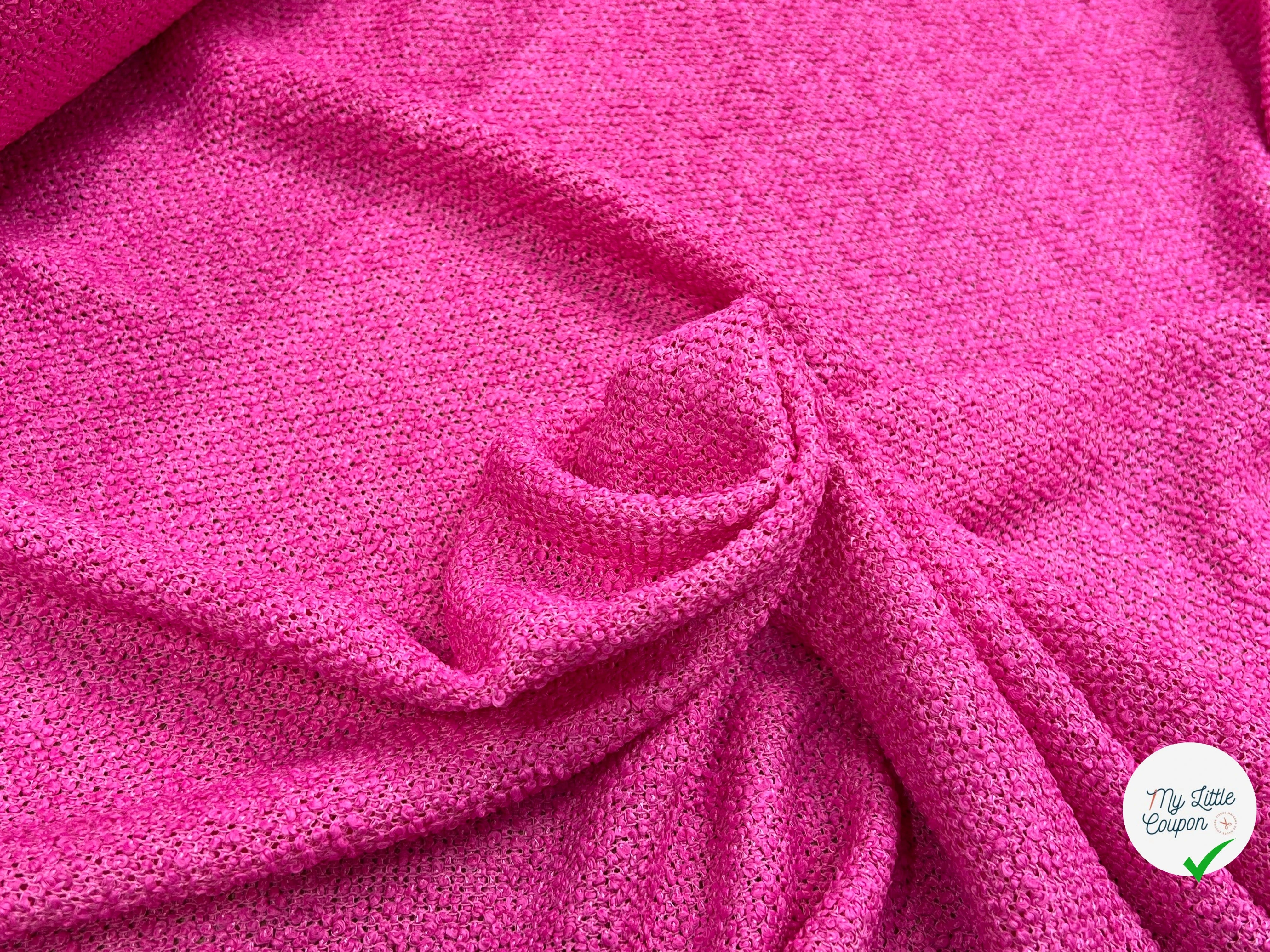 TWEED BOUCLETTE ROSE 100% COTON - My Little Coupon