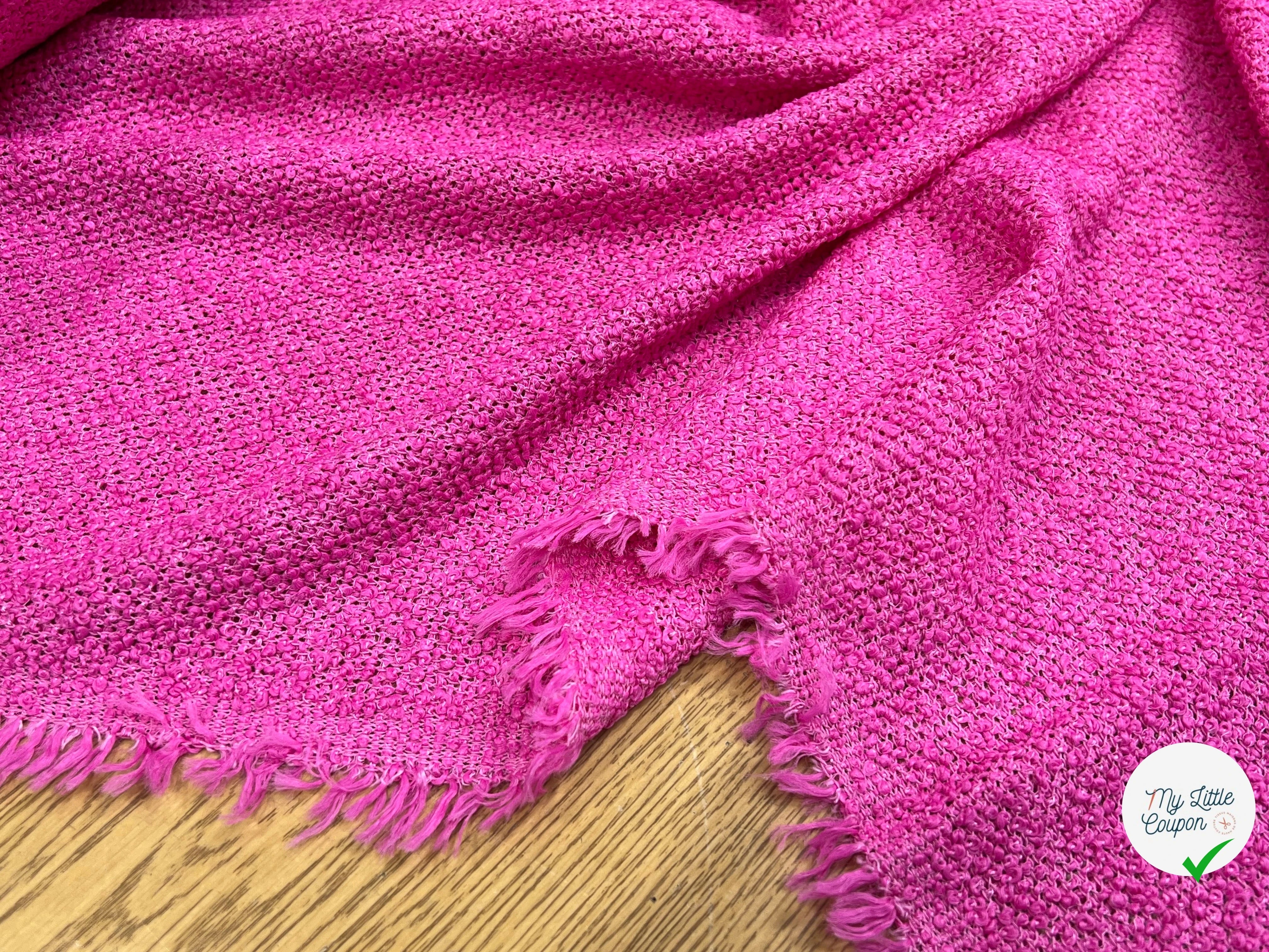 TWEED BOUCLETTE ROSE 100% COTON - My Little Coupon