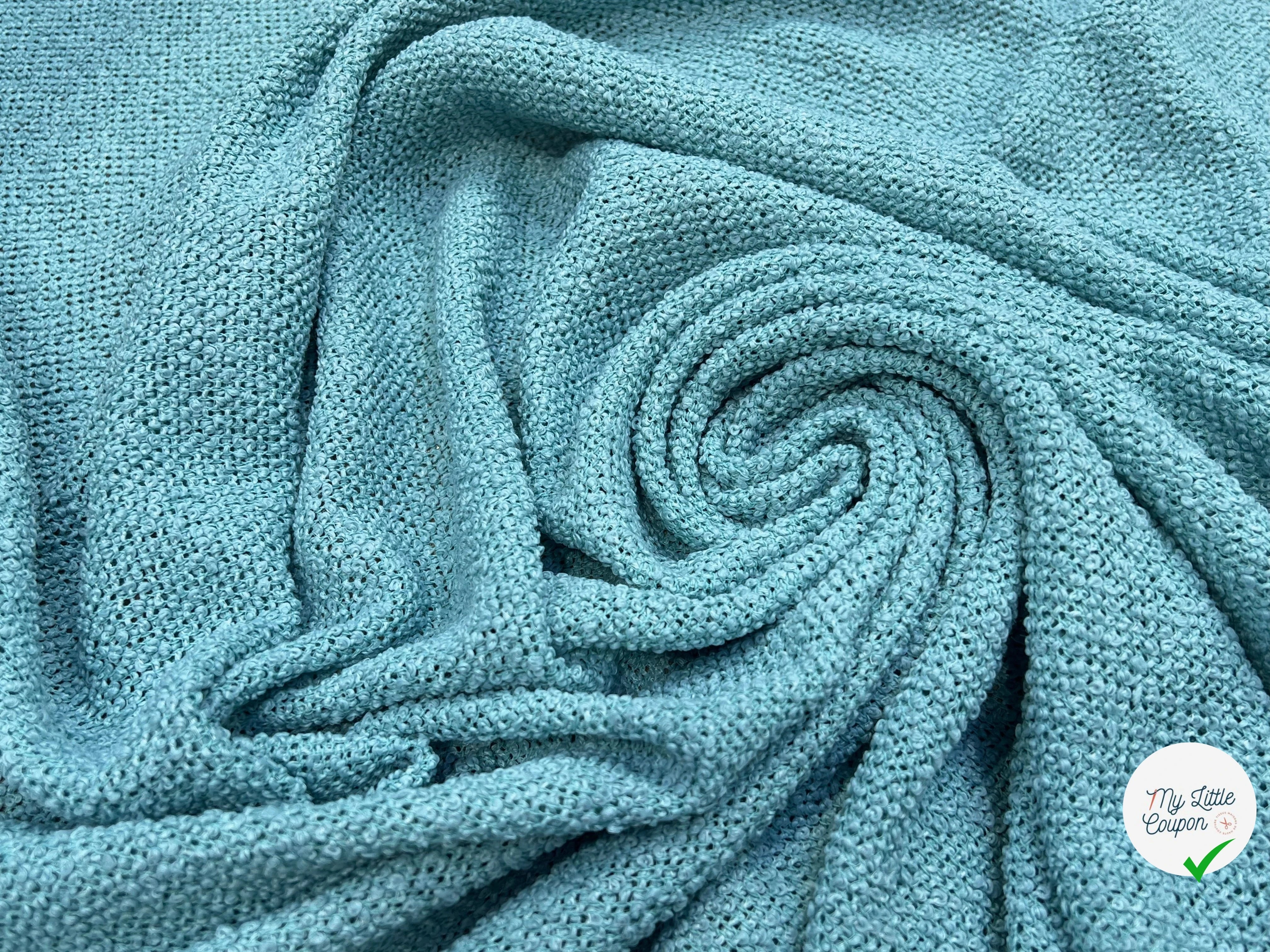 TWEED BOUCLETTE  TURQUOISE 100% COTON - My Little Coupon