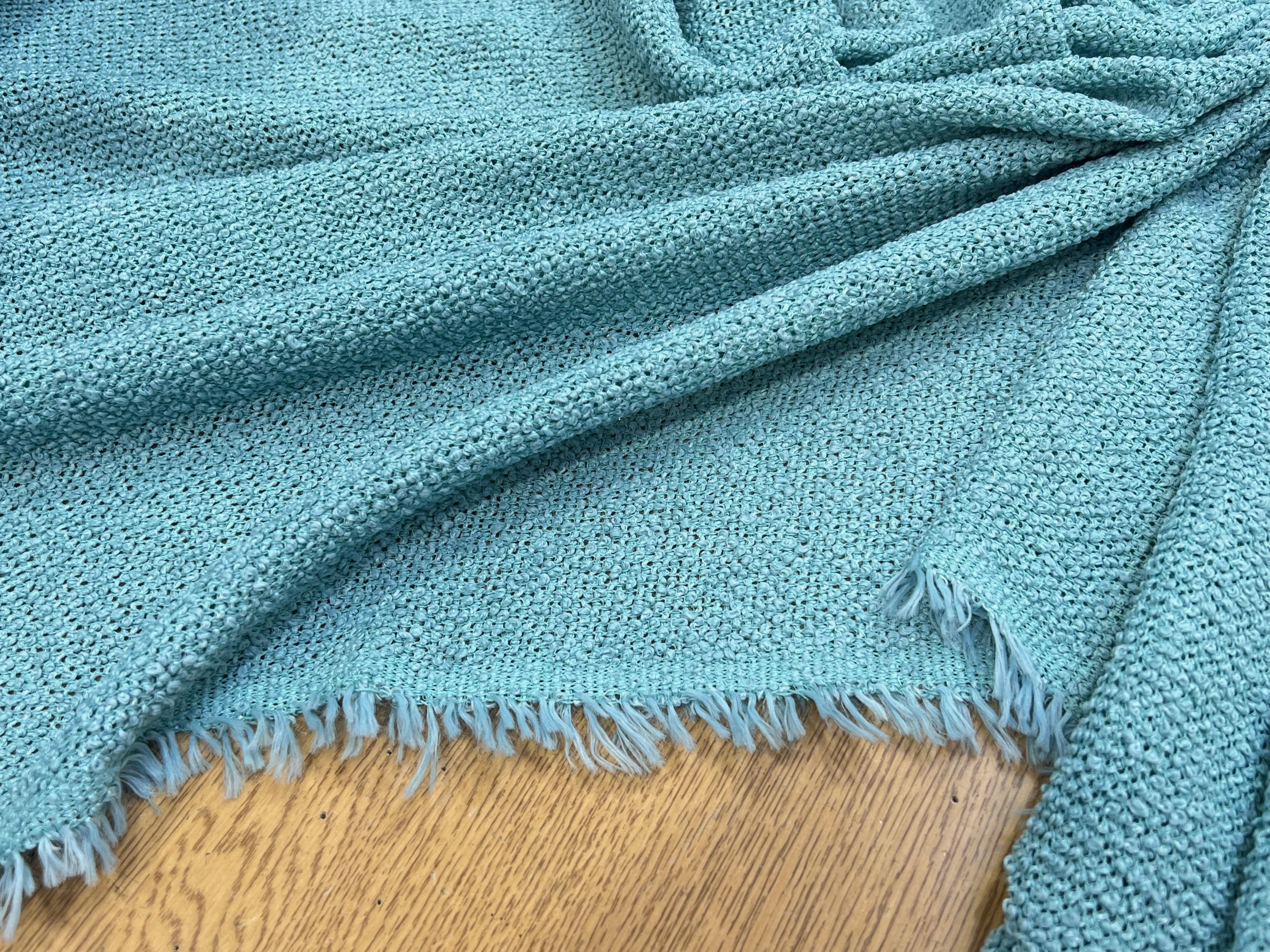 TWEED BOUCLETTE  TURQUOISE 100% COTON - My Little Coupon