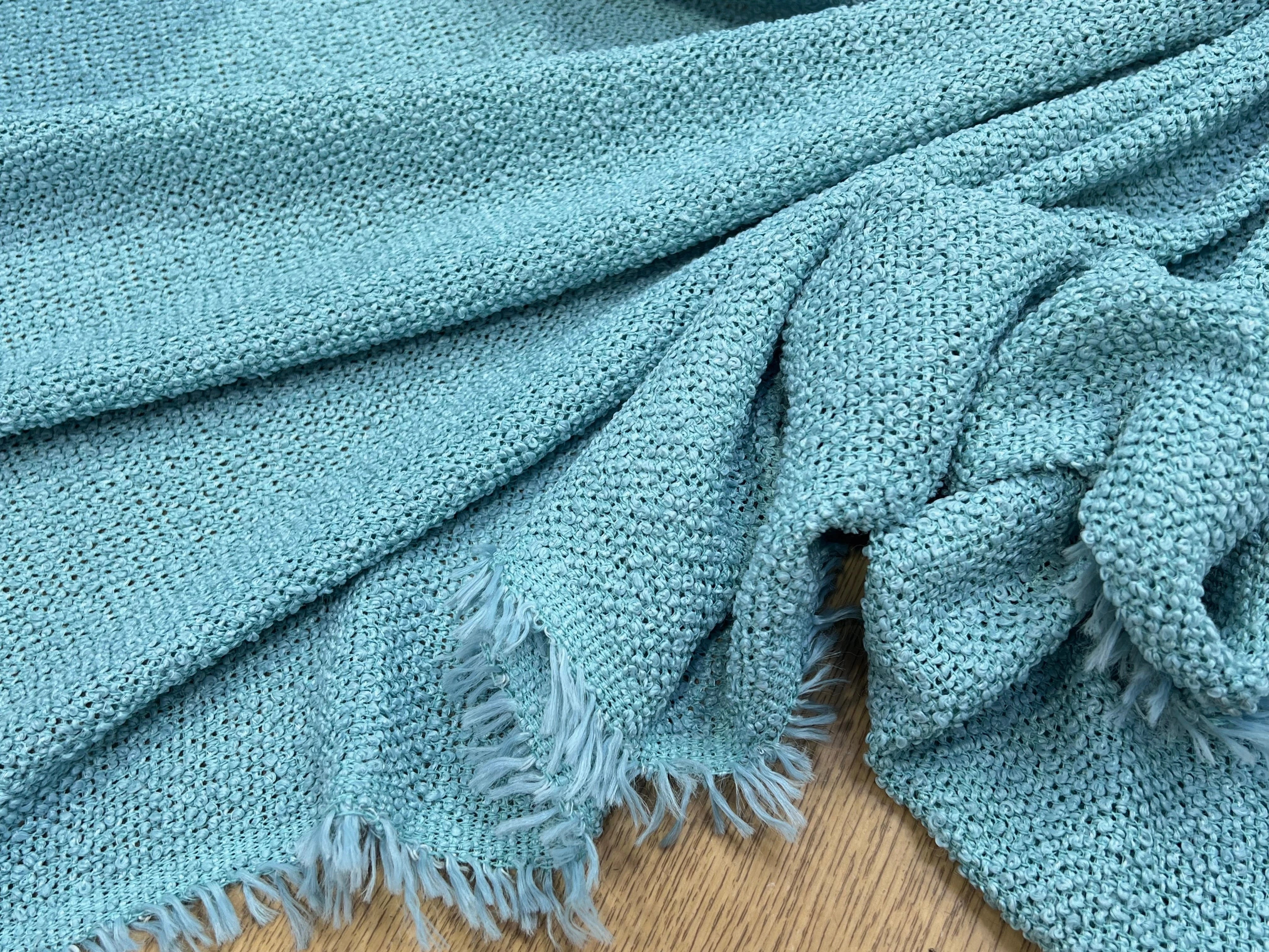 TWEED BOUCLETTE  TURQUOISE 100% COTON - My Little Coupon