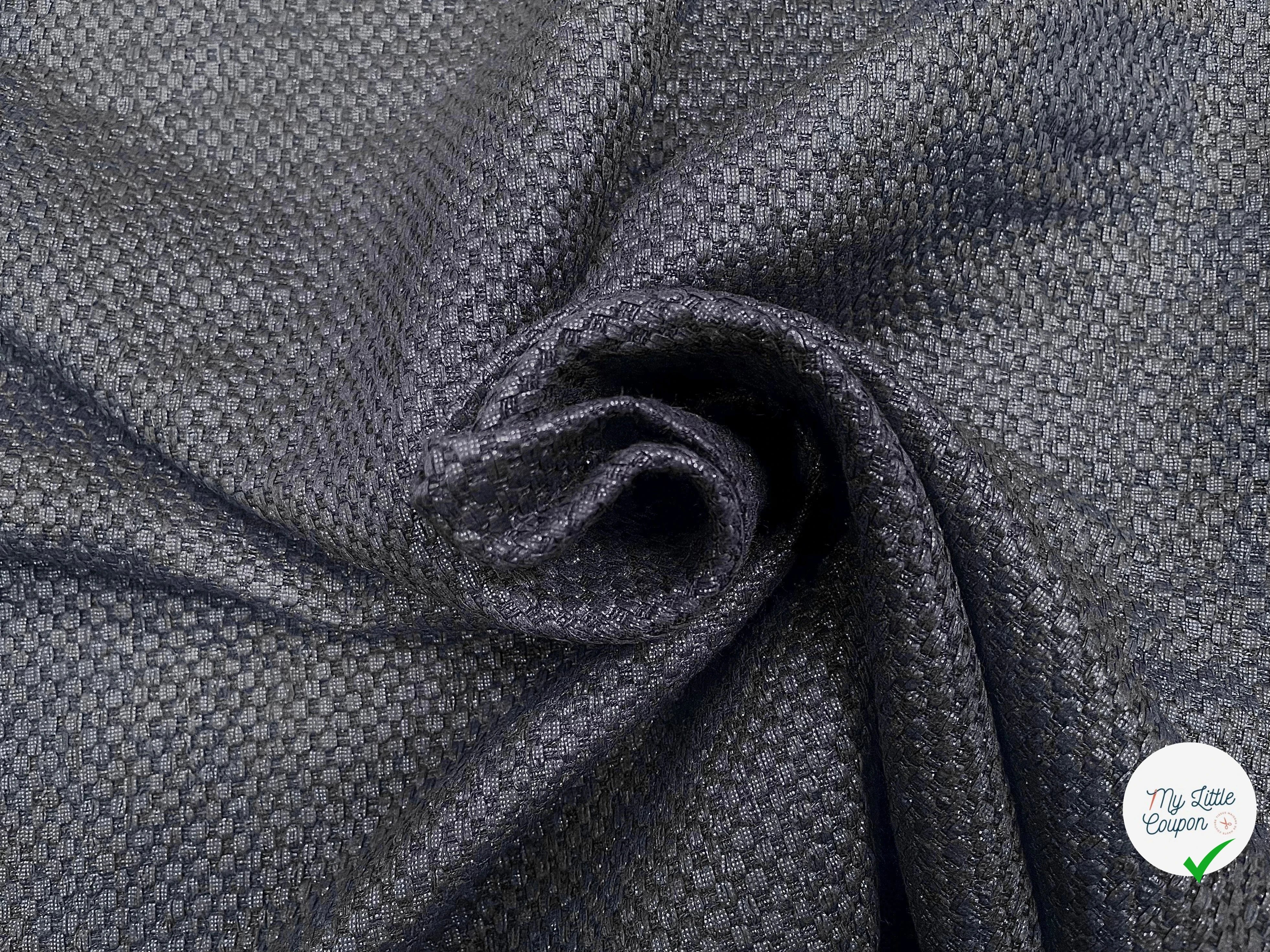 TWEED CANEVAS POLYCOTON MI SAISON NAVY PRESQUE NOIR - My Little Coupon