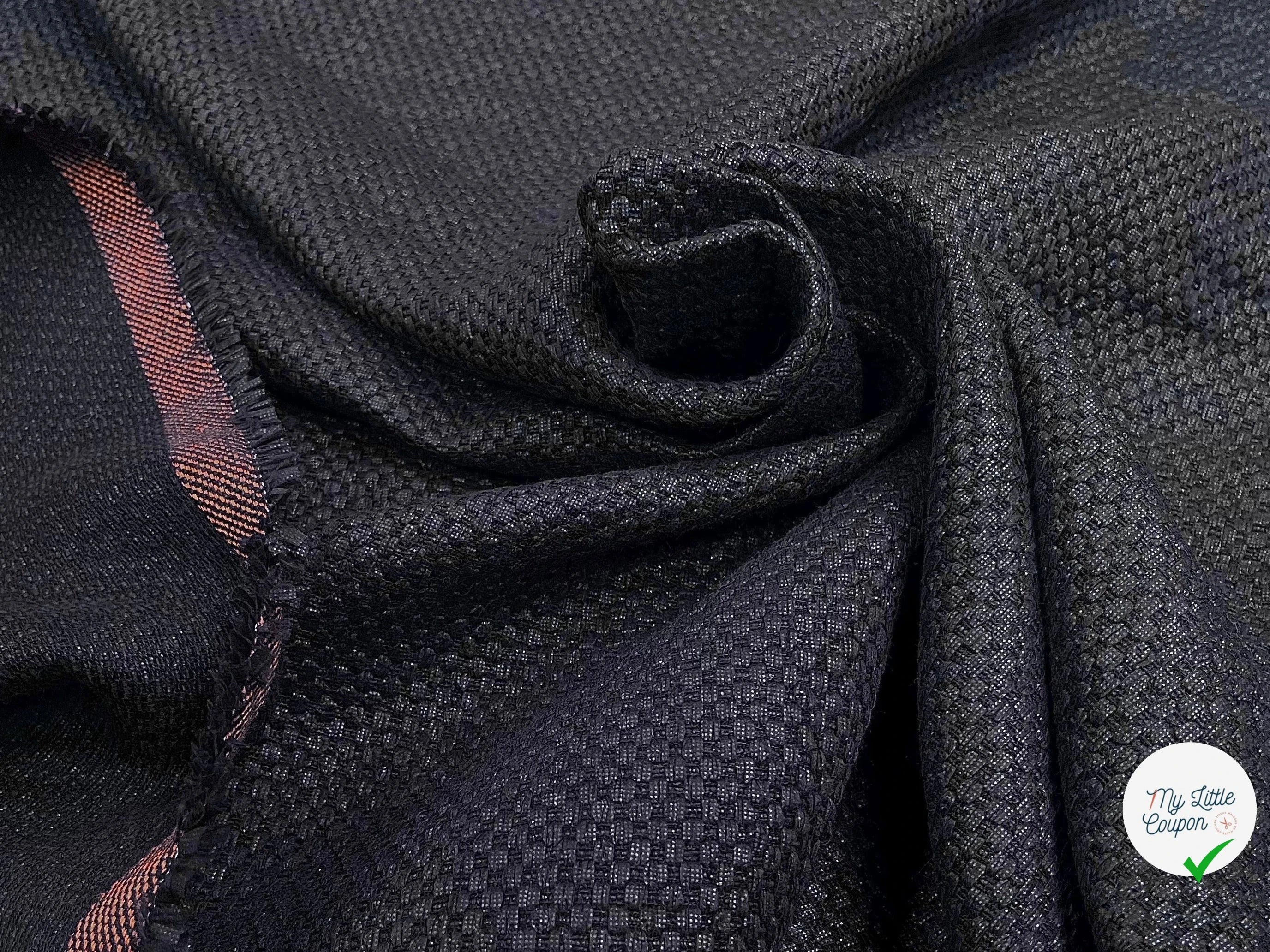 TWEED CANEVAS POLYCOTON MI SAISON NAVY PRESQUE NOIR - My Little Coupon