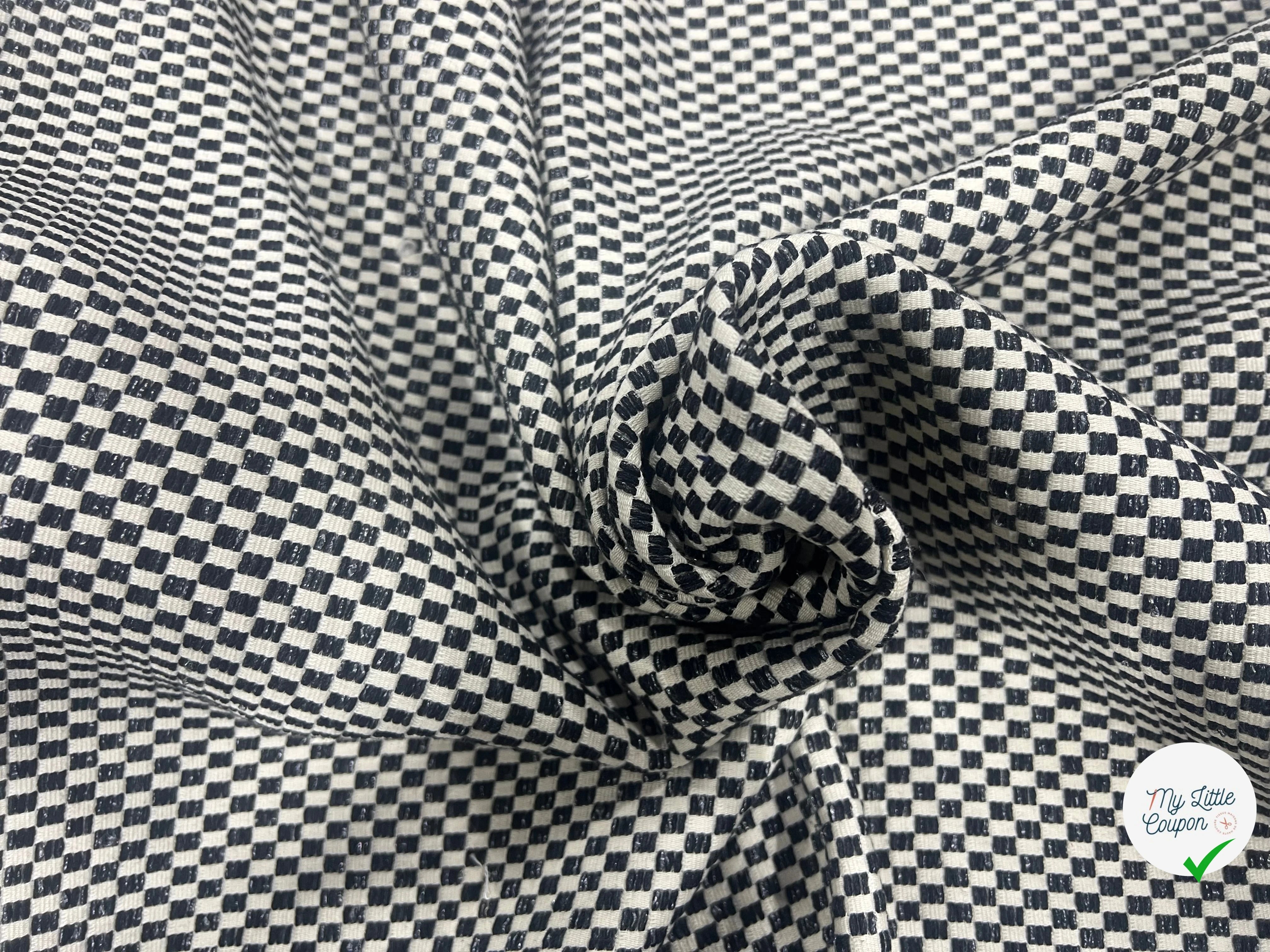 TWEED COTON CARREAUX BLANC & NOIR - My Little Coupon