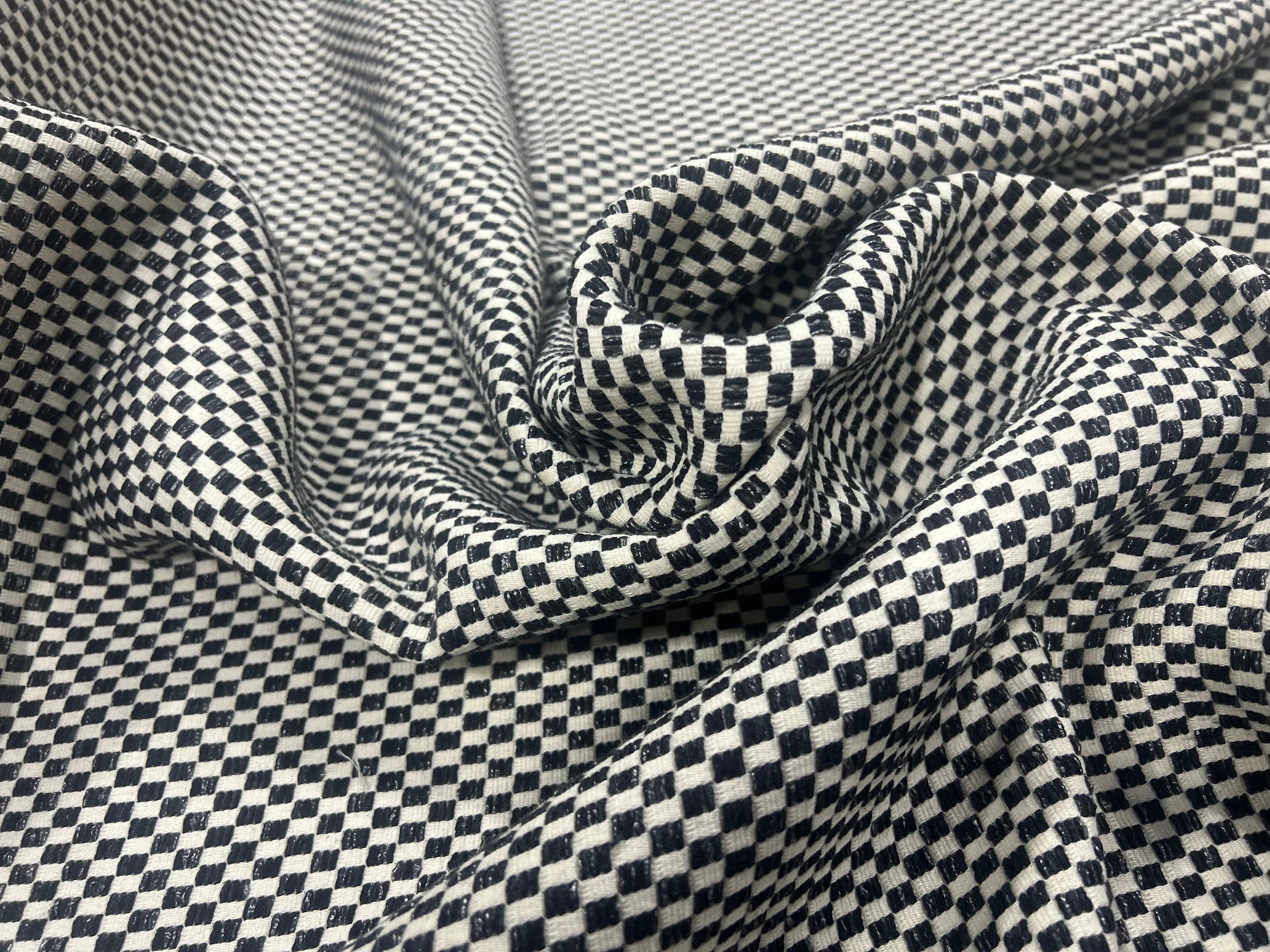 TWEED COTON CARREAUX BLANC & NOIR - My Little Coupon