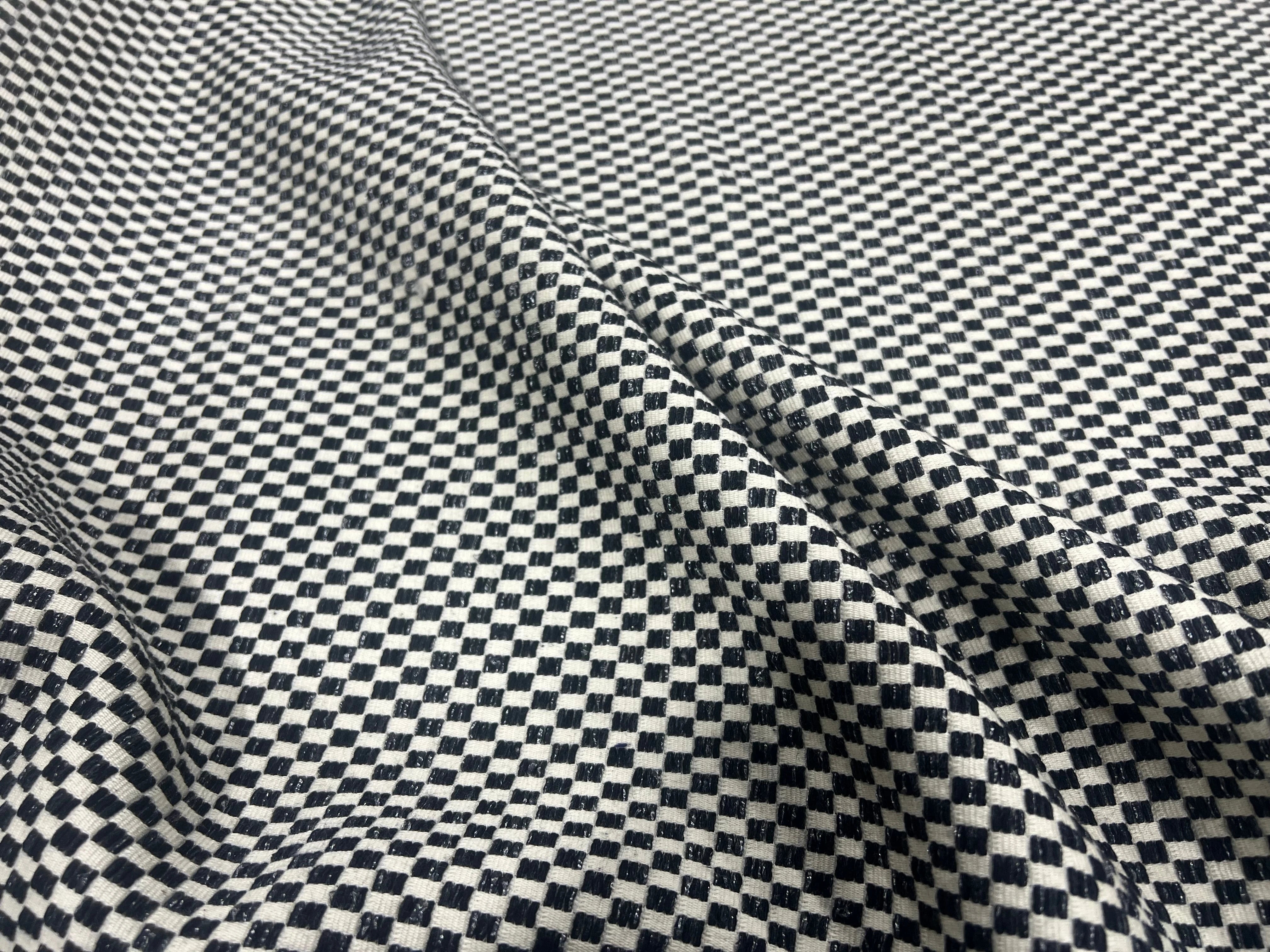 TWEED COTON CARREAUX BLANC & NOIR - My Little Coupon