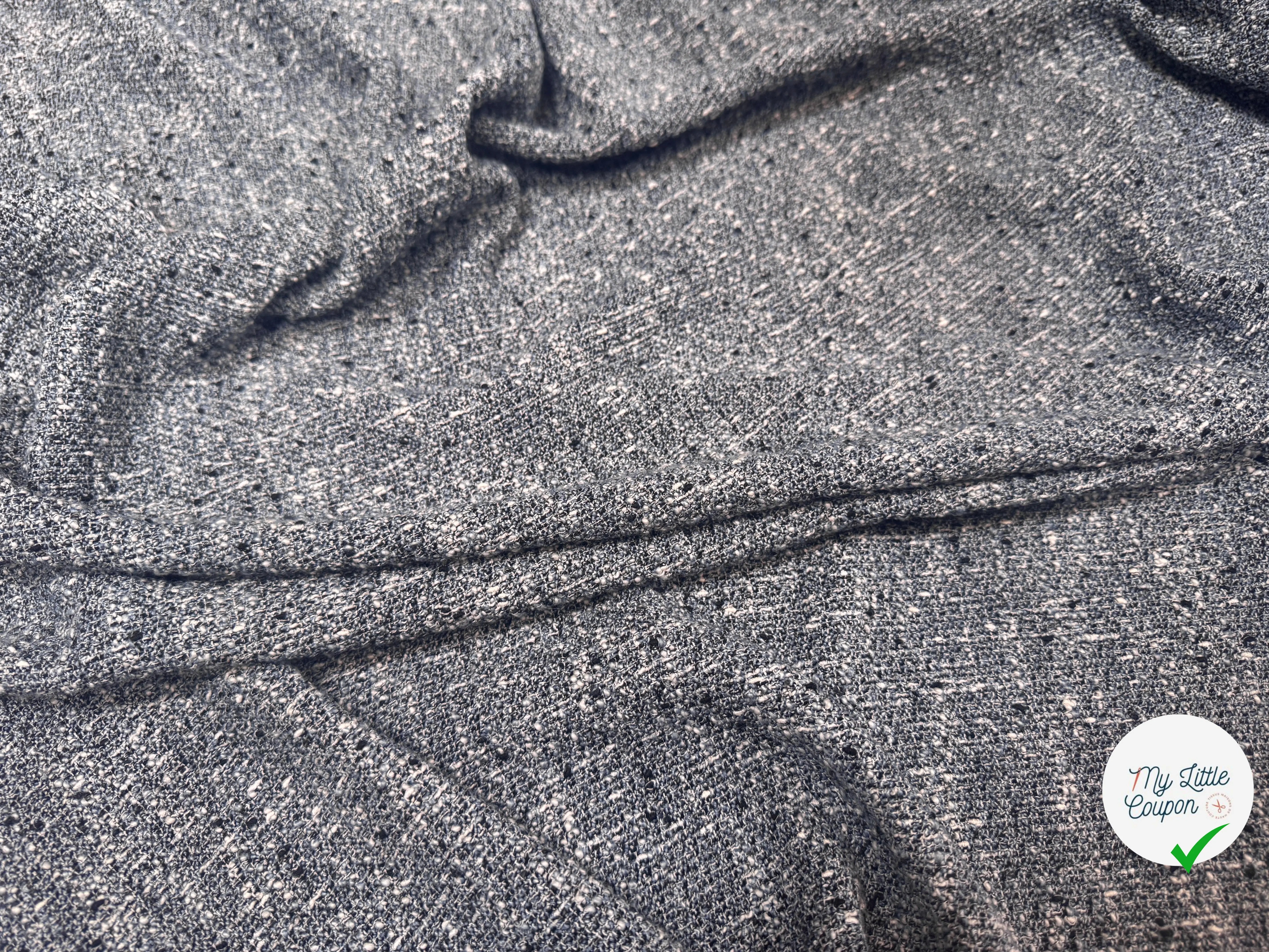 TWEED COTON FABRICATION ITALIE BLEU DENIM - My Little Coupon