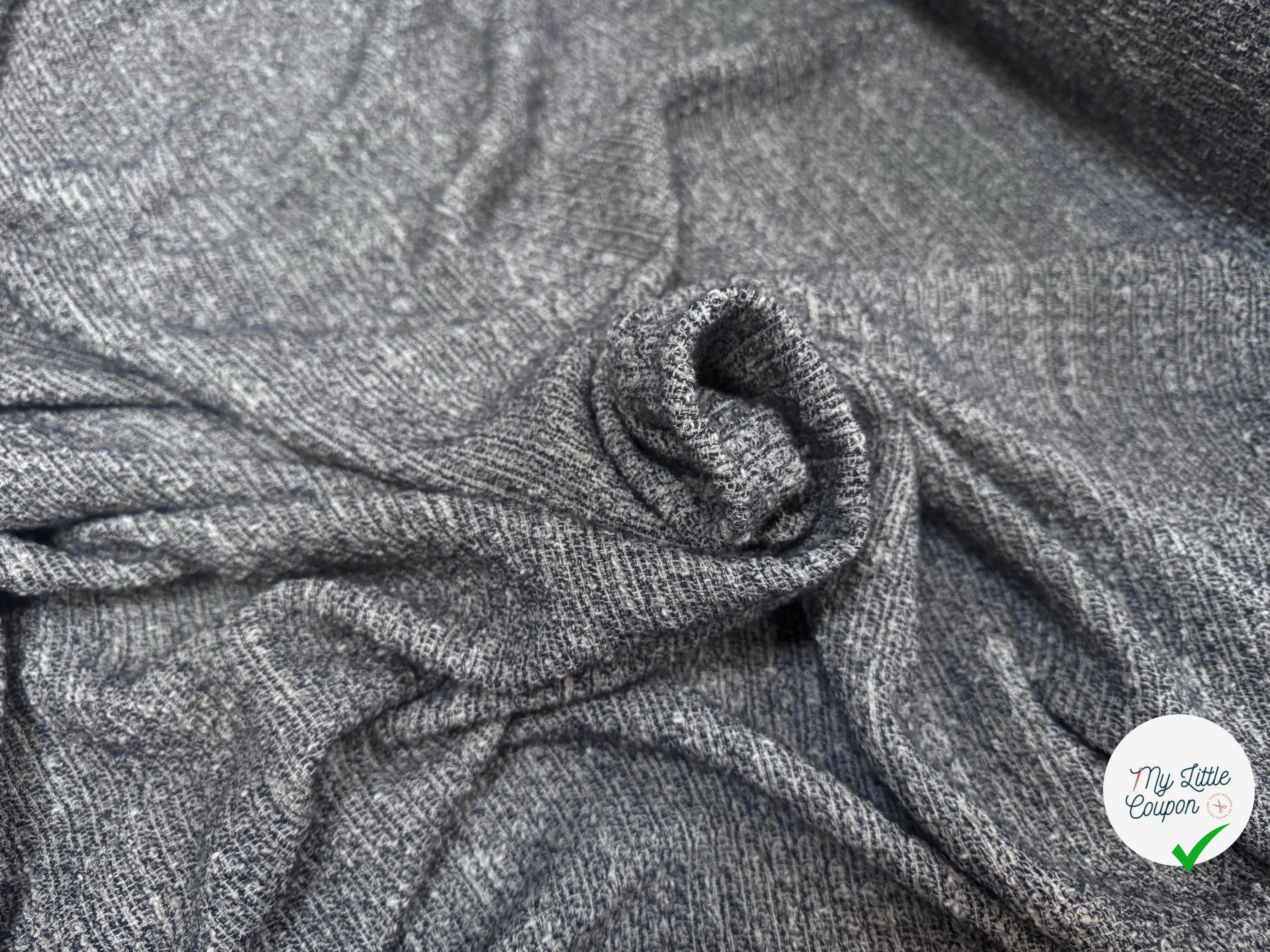 TWEED COTON FABRICATION ITALIE BLEU - My Little Coupon