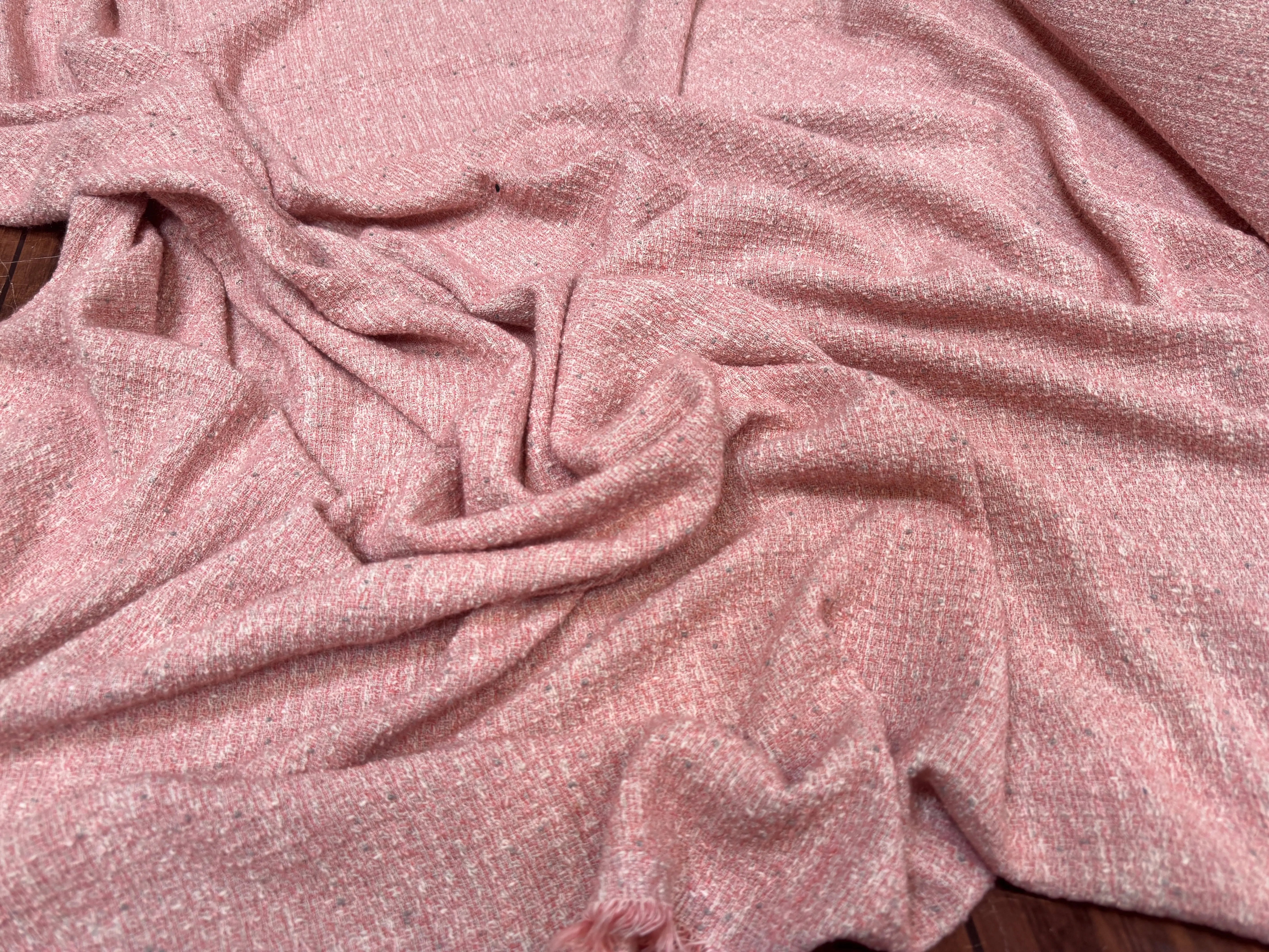 TWEED COTON FABRICATION ITALIE ROSE - My Little Coupon