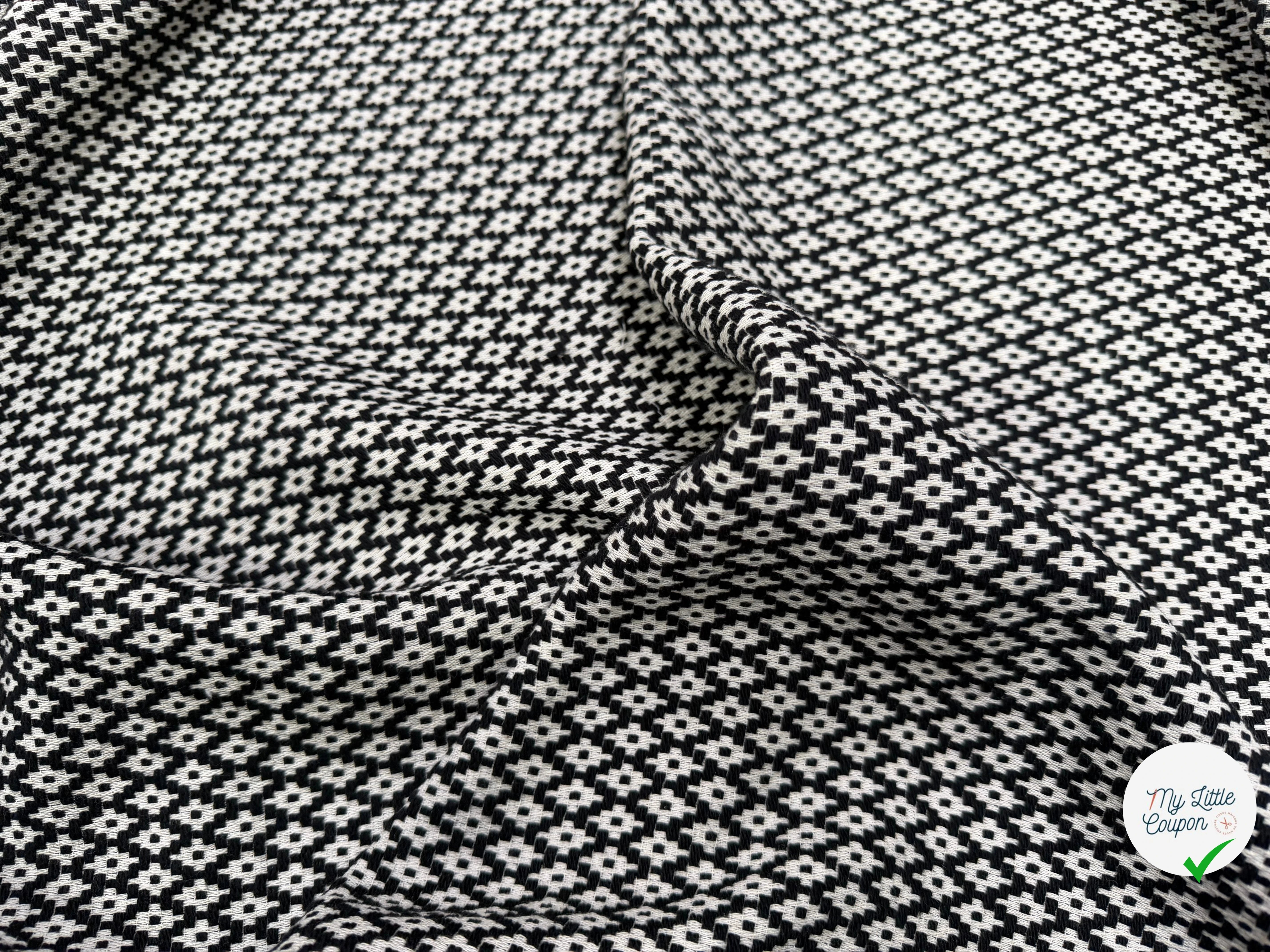 TWEED COTON LOSANGES NOIR ET BLANC - My Little Coupon