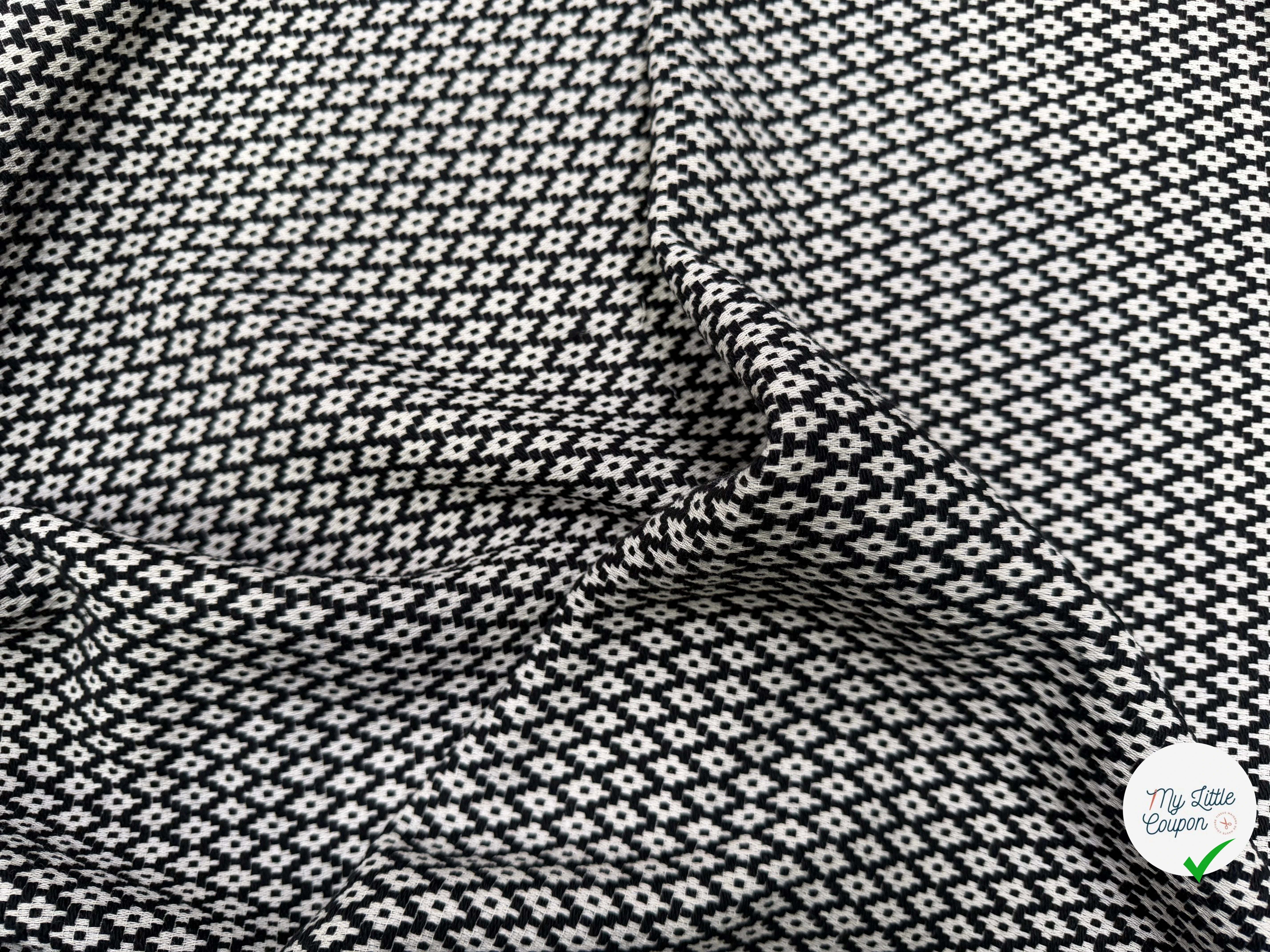 TWEED COTON LOSANGES NOIR ET BLANC - My Little Coupon