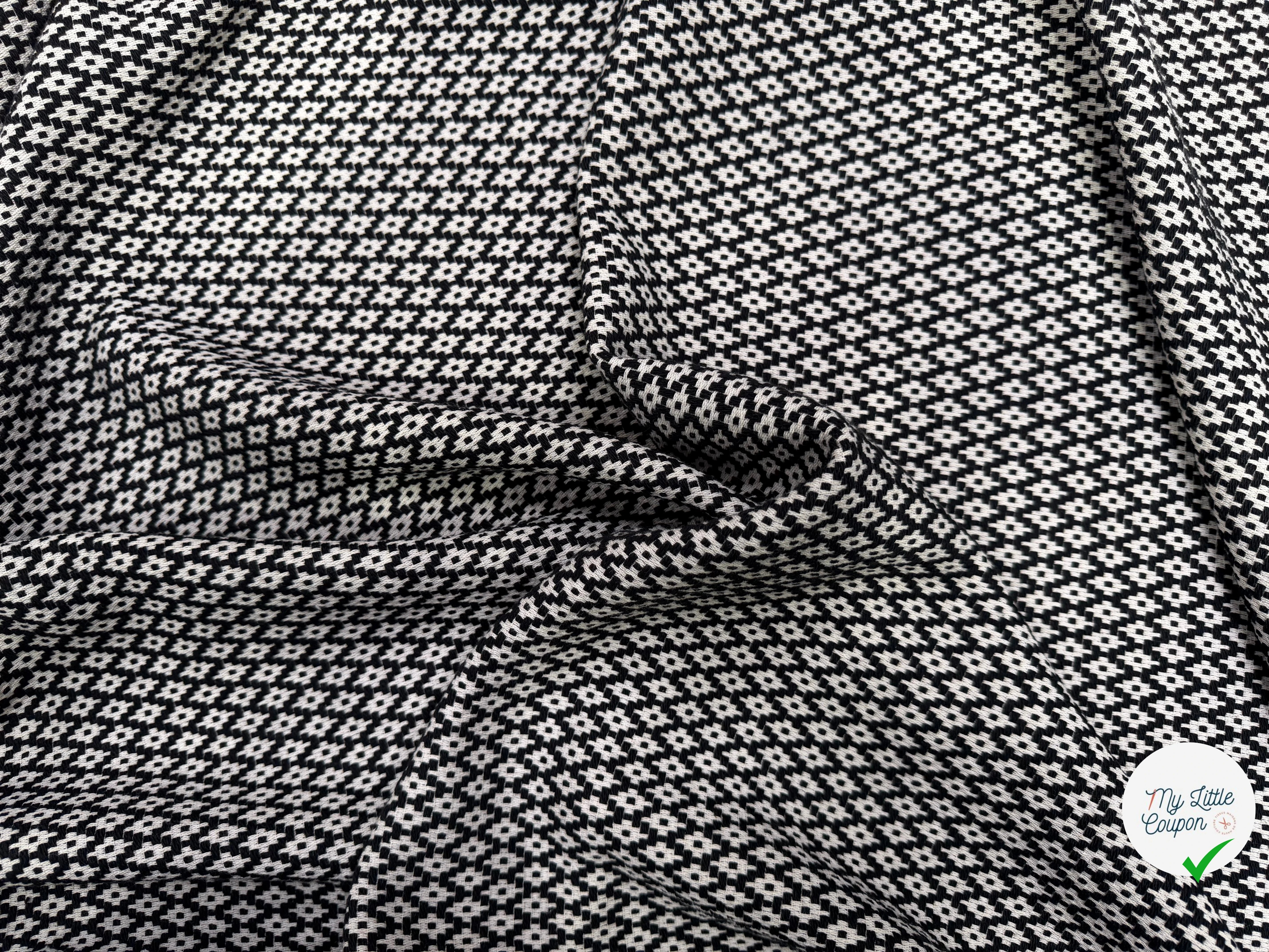 TWEED COTON LOSANGES NOIR ET BLANC - My Little Coupon