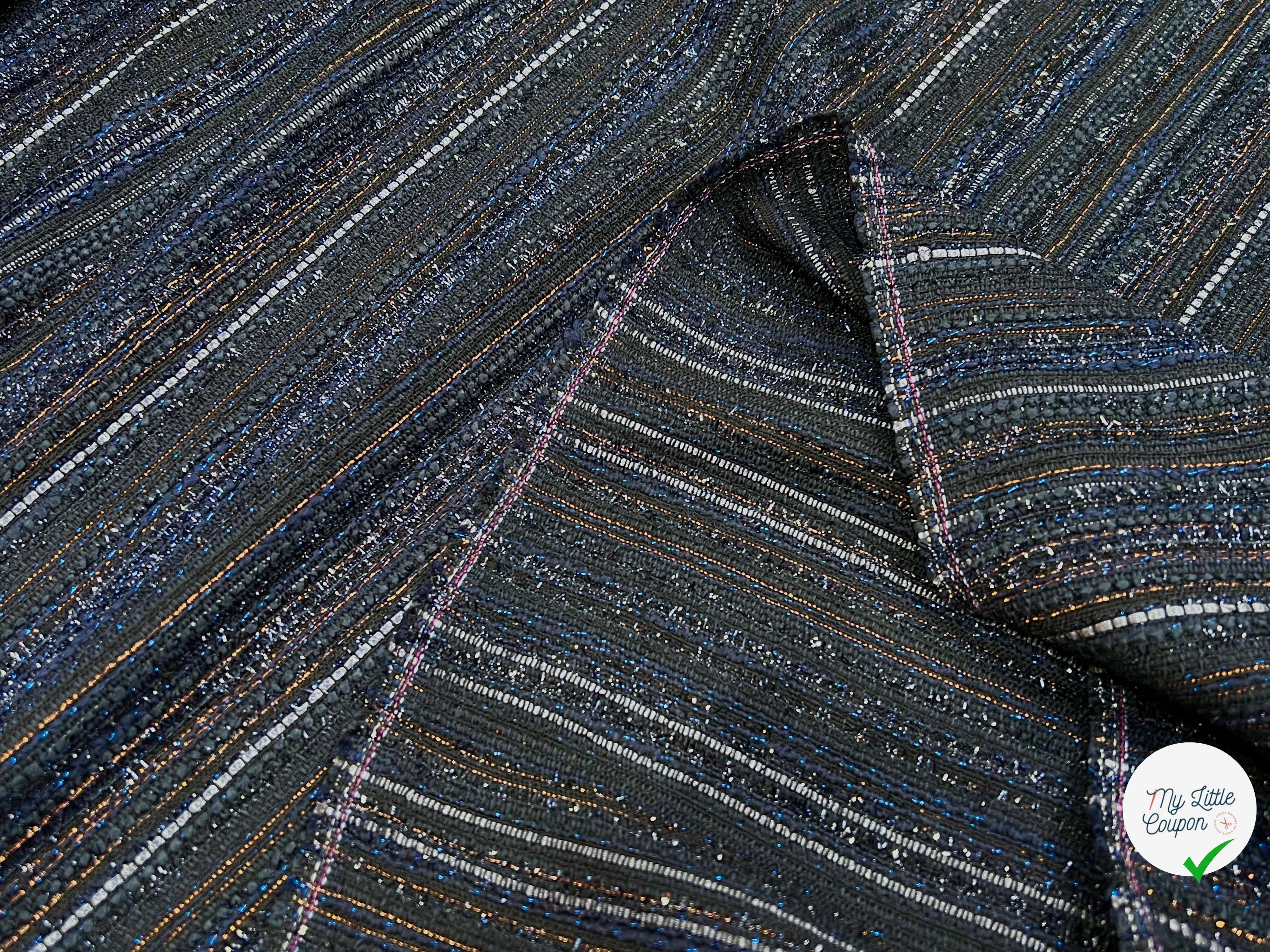 TWEED COTON LUREX BLEU NUIT 80% COTON - My Little Coupon