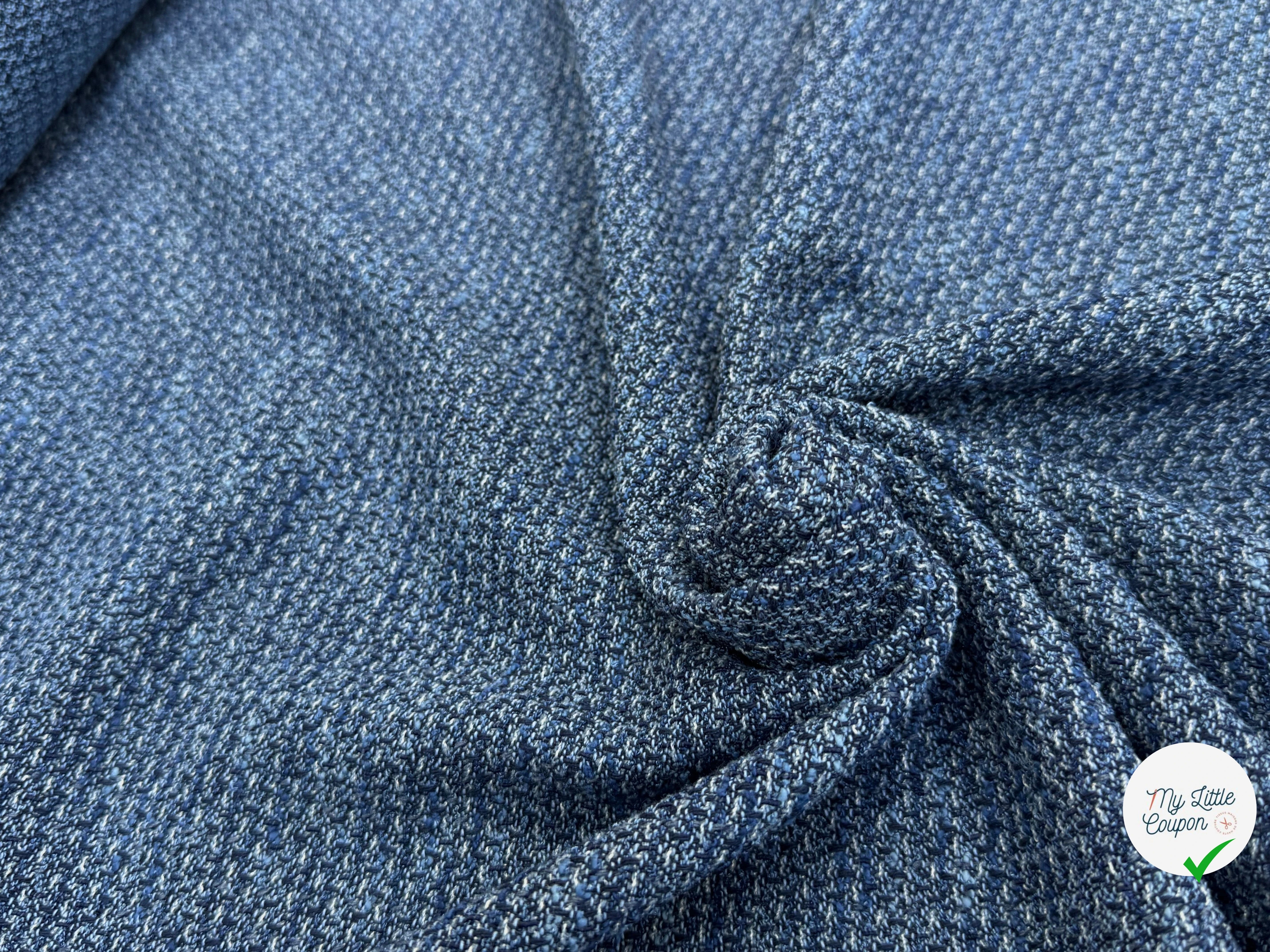 TWEED COTON MI-SAISON BLEU 80% COTON - My Little Coupon