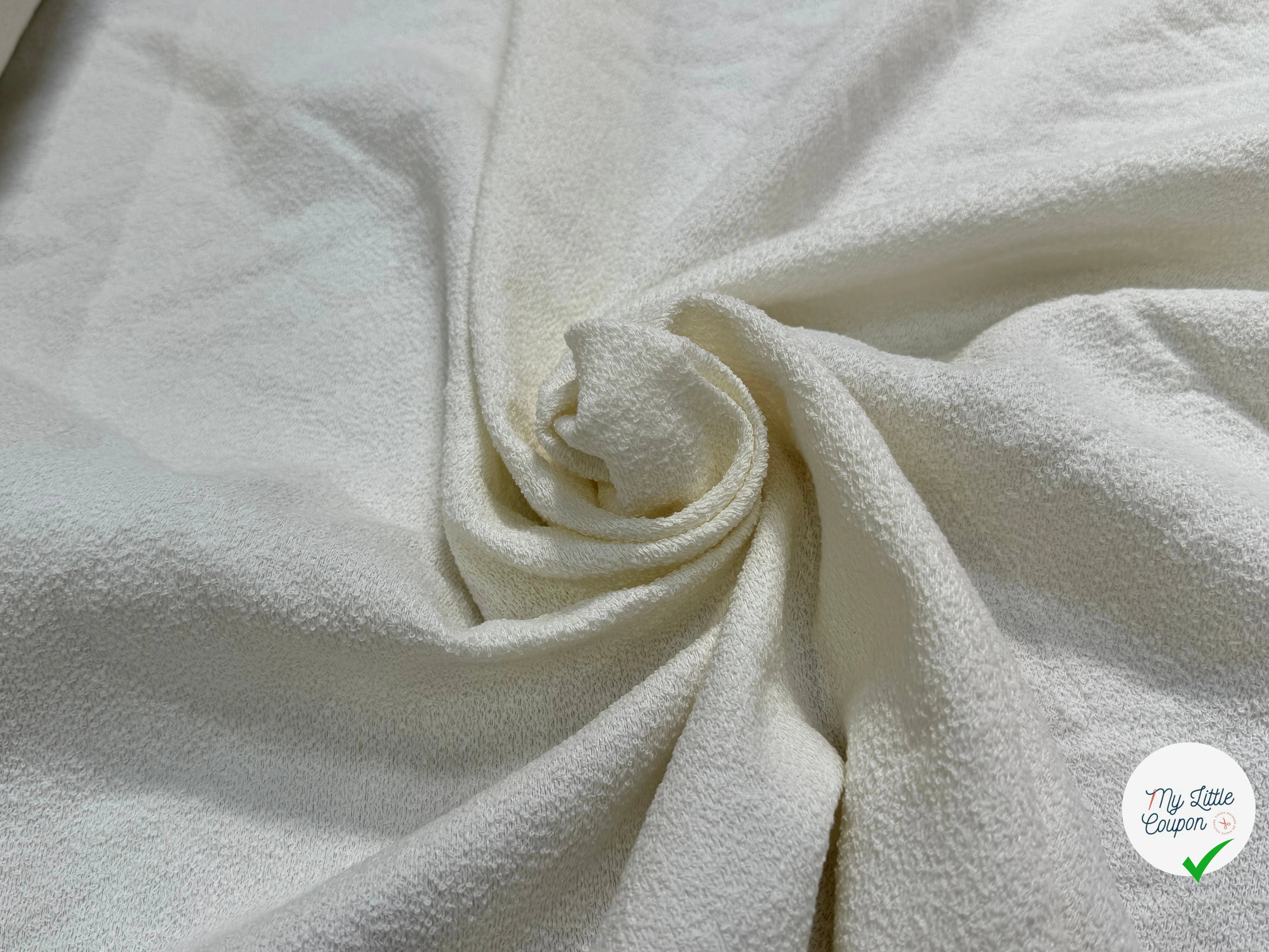 TWEED DE COTON MI-SAISON ASPECT ÉPONGE BLANC - My Little Coupon