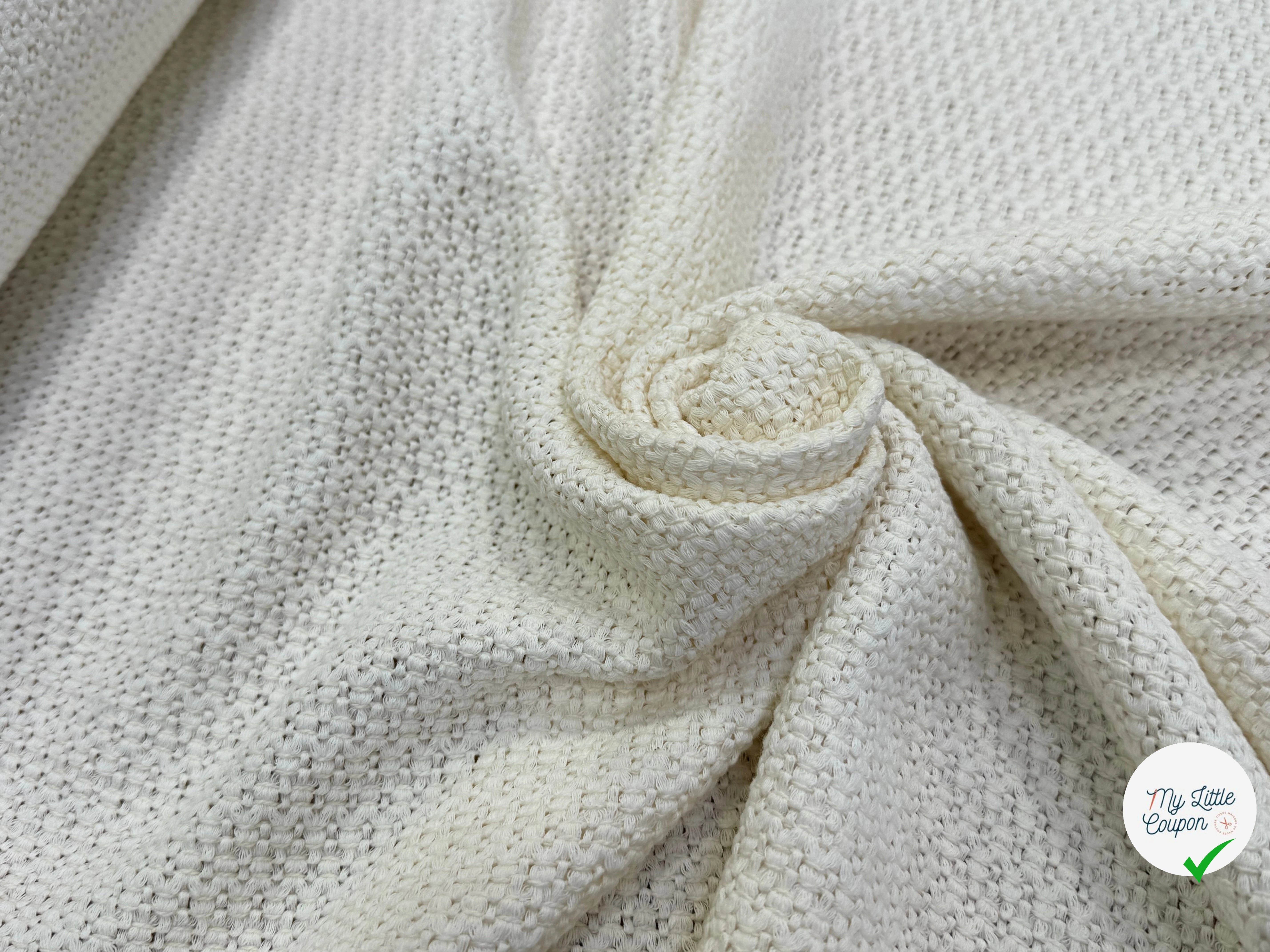 TWEED DE COTON TISSÉ PRESTIGE ULTRA BEAU BLANC CASSÉ - My Little Coupon