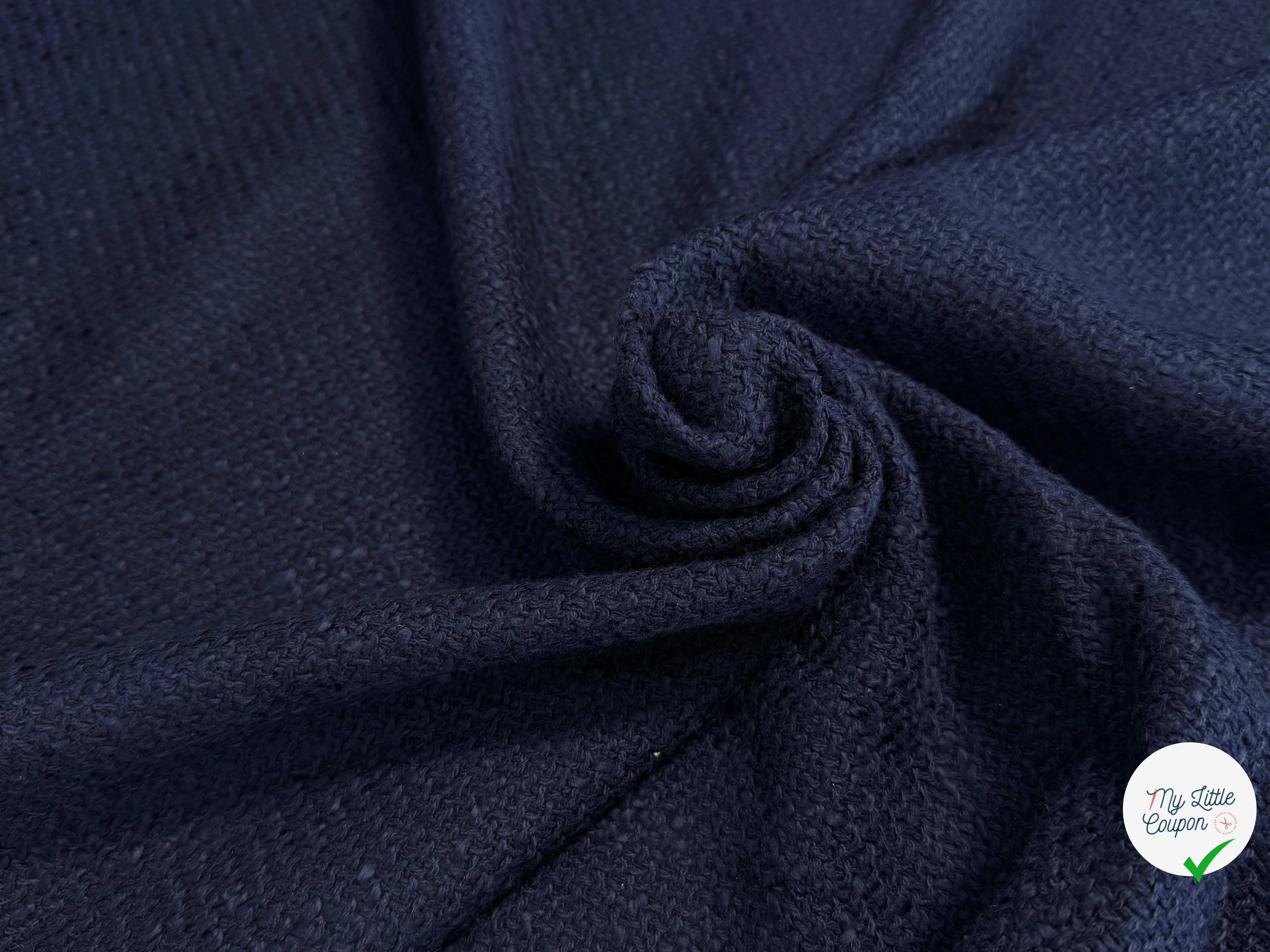 TWEED DE COTON TRÈS BEAU BLEU MARRINE - My Little Coupon