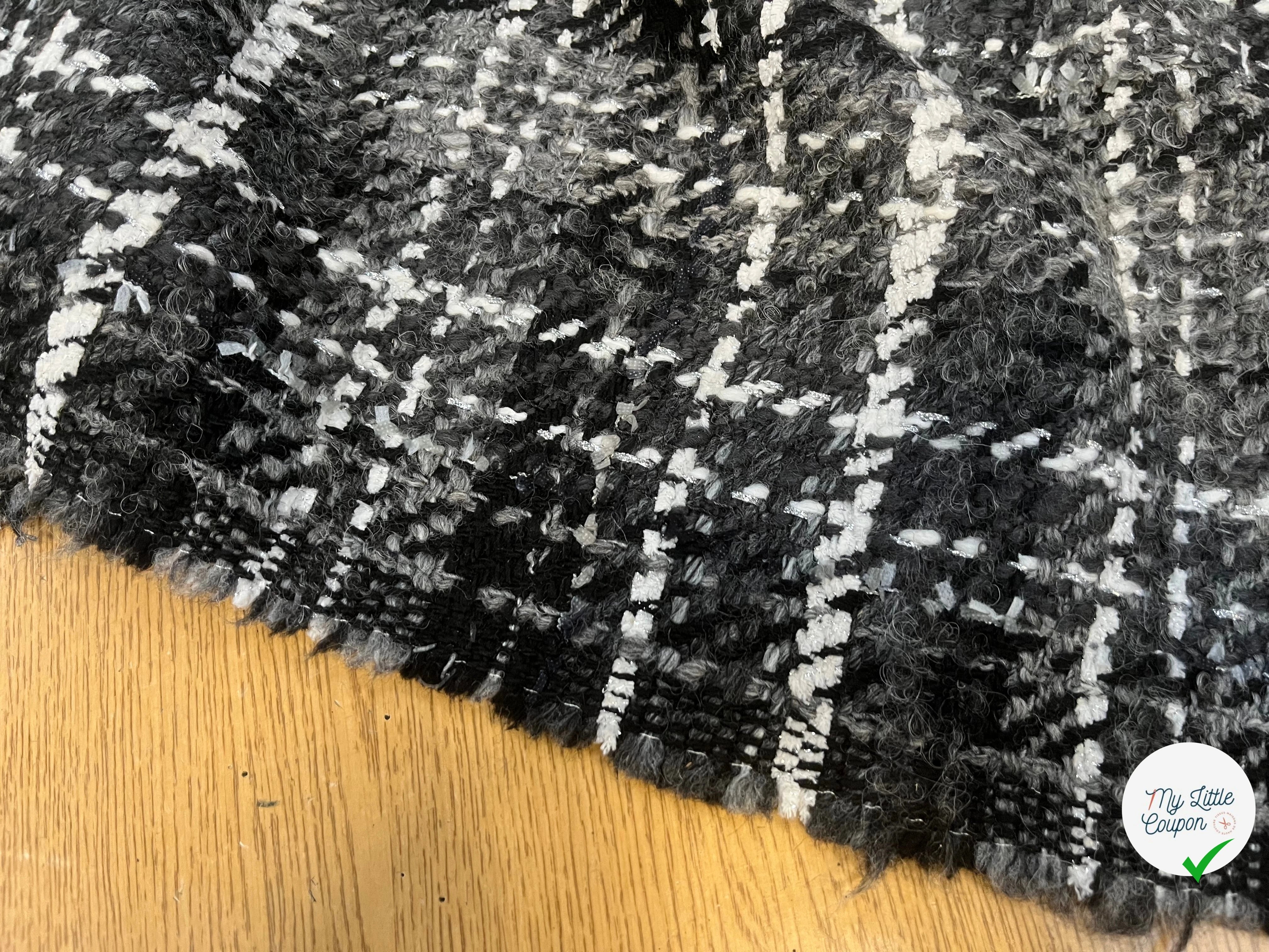 TWEED DE LAINE GRIS À CARREAUX BLANC ET NOIR PRESTIGE FRANCE - My Little Coupon
