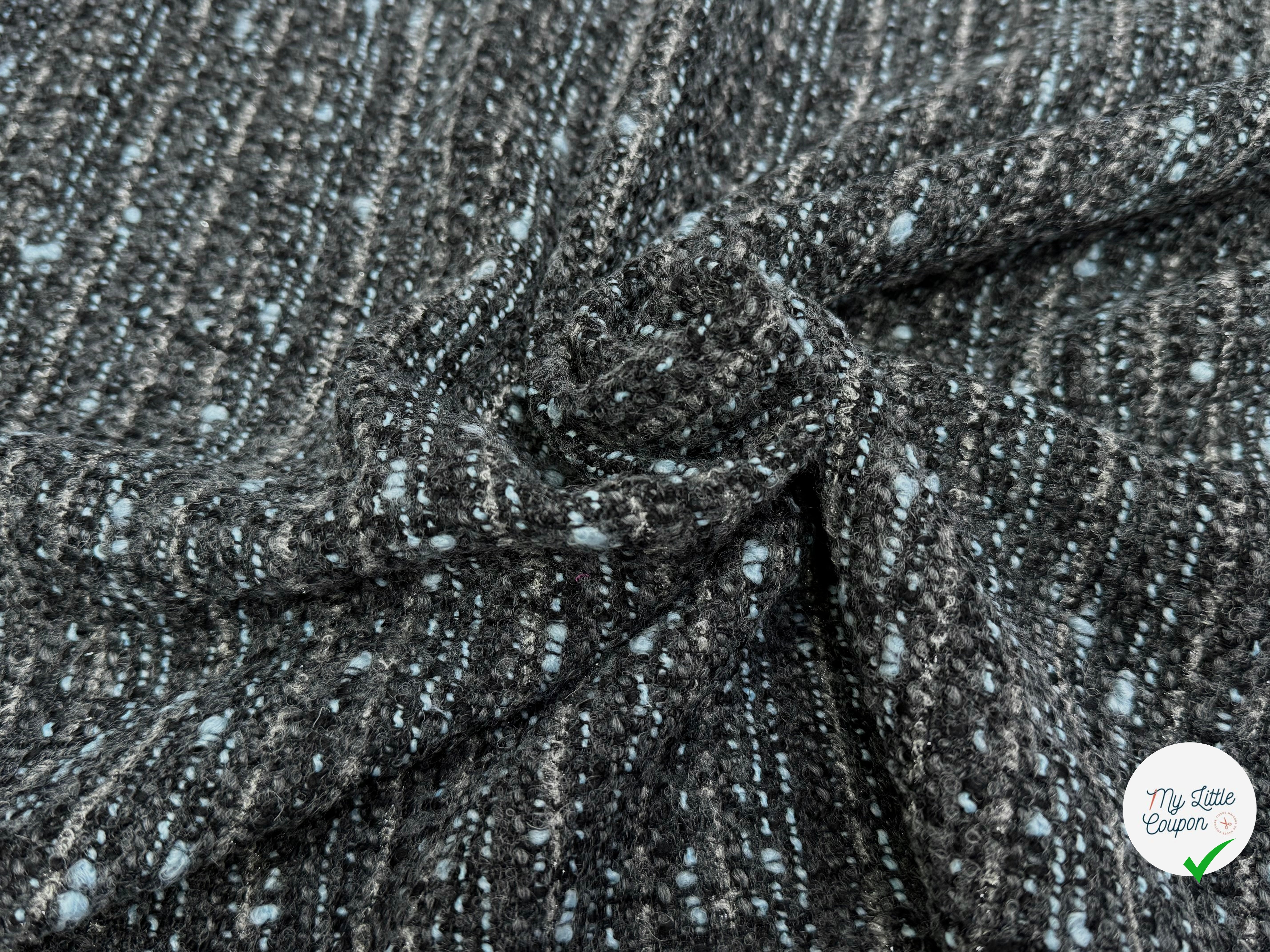 TWEED DE LAINE GRIS & BLUE 6% LUREX - My Little Coupon