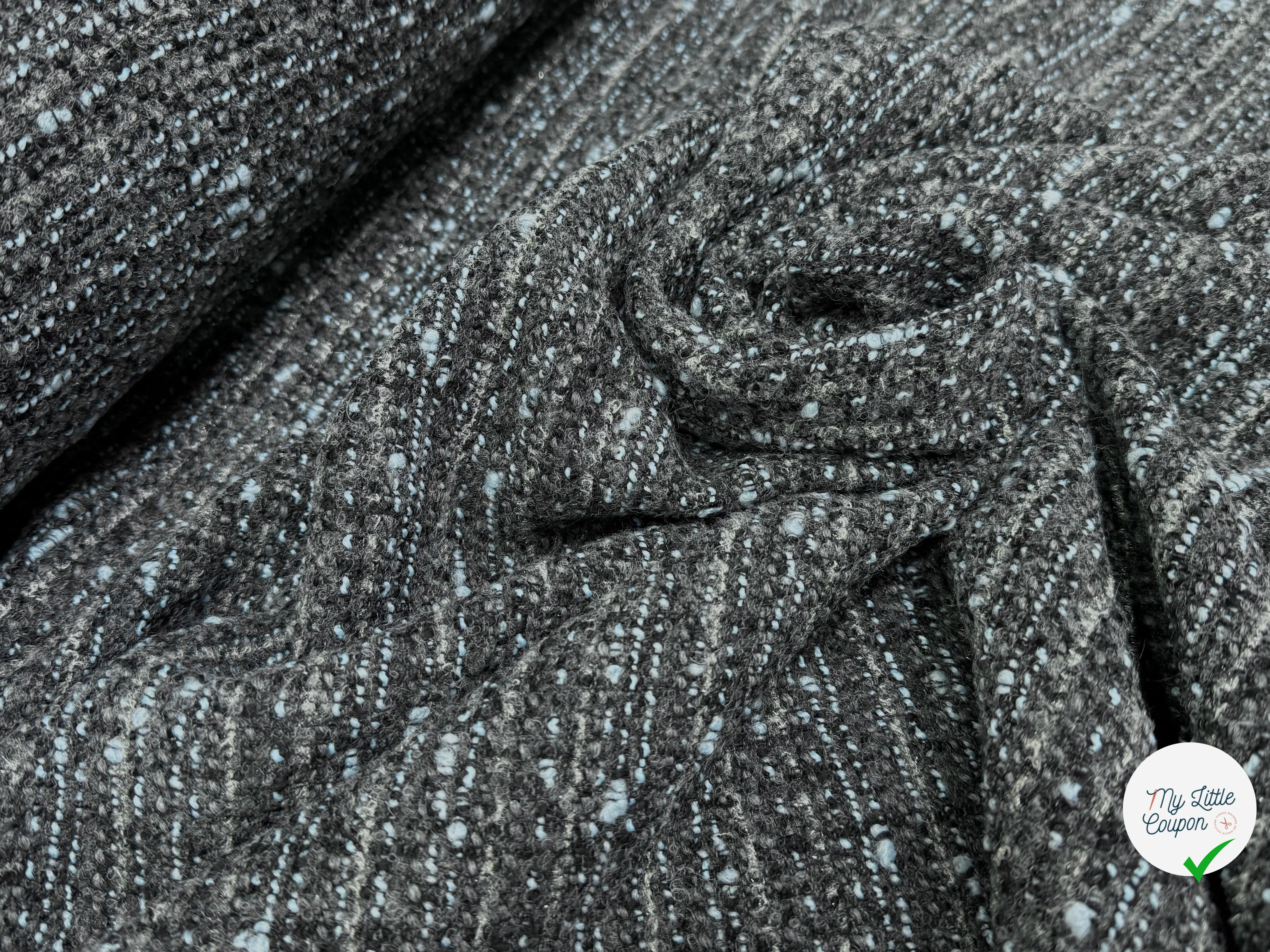 TWEED DE LAINE GRIS & BLUE 6% LUREX - My Little Coupon