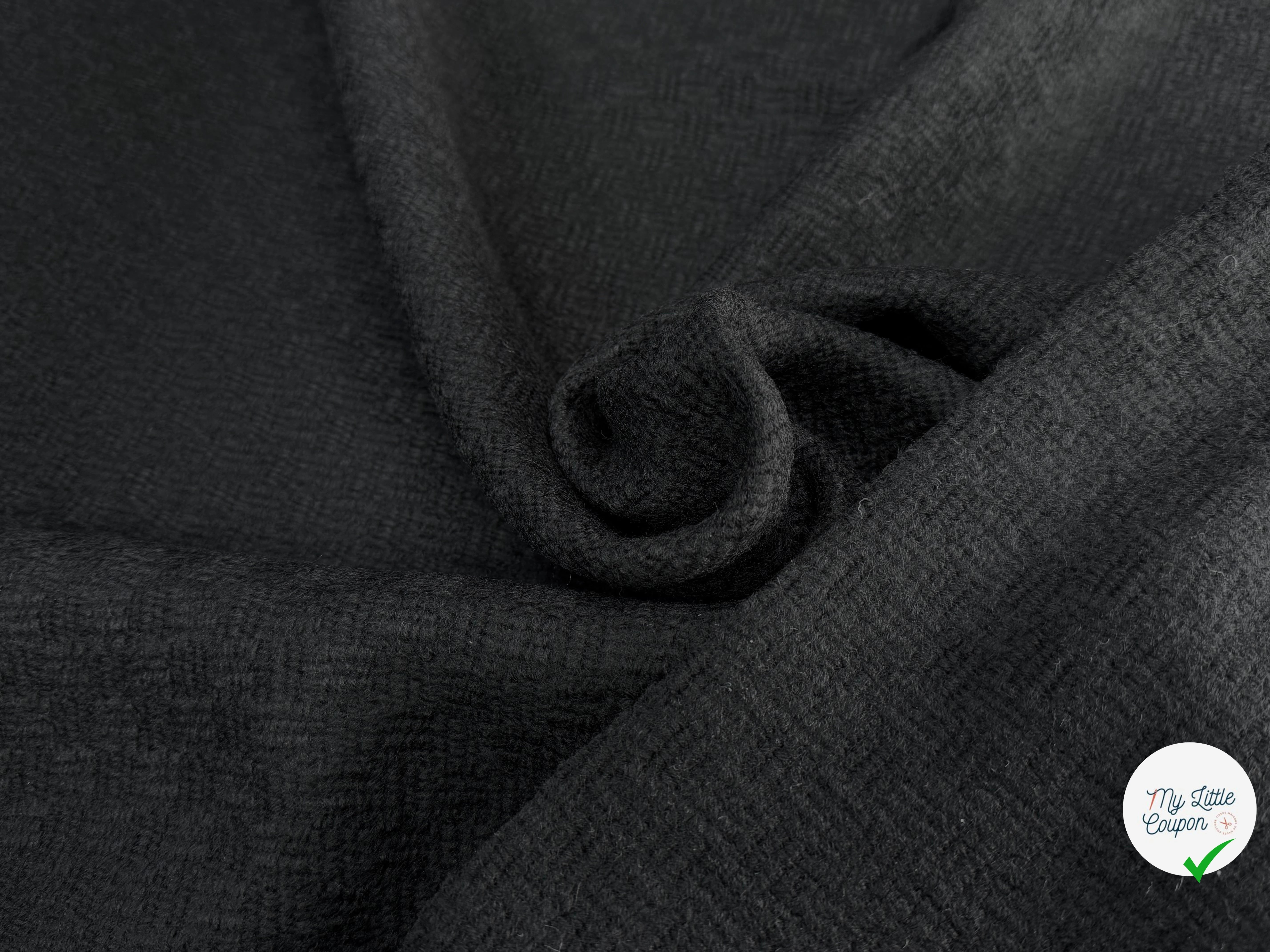 TWEED DE LAINE TEXTURÉ NOIR SUPERBE - My Little Coupon