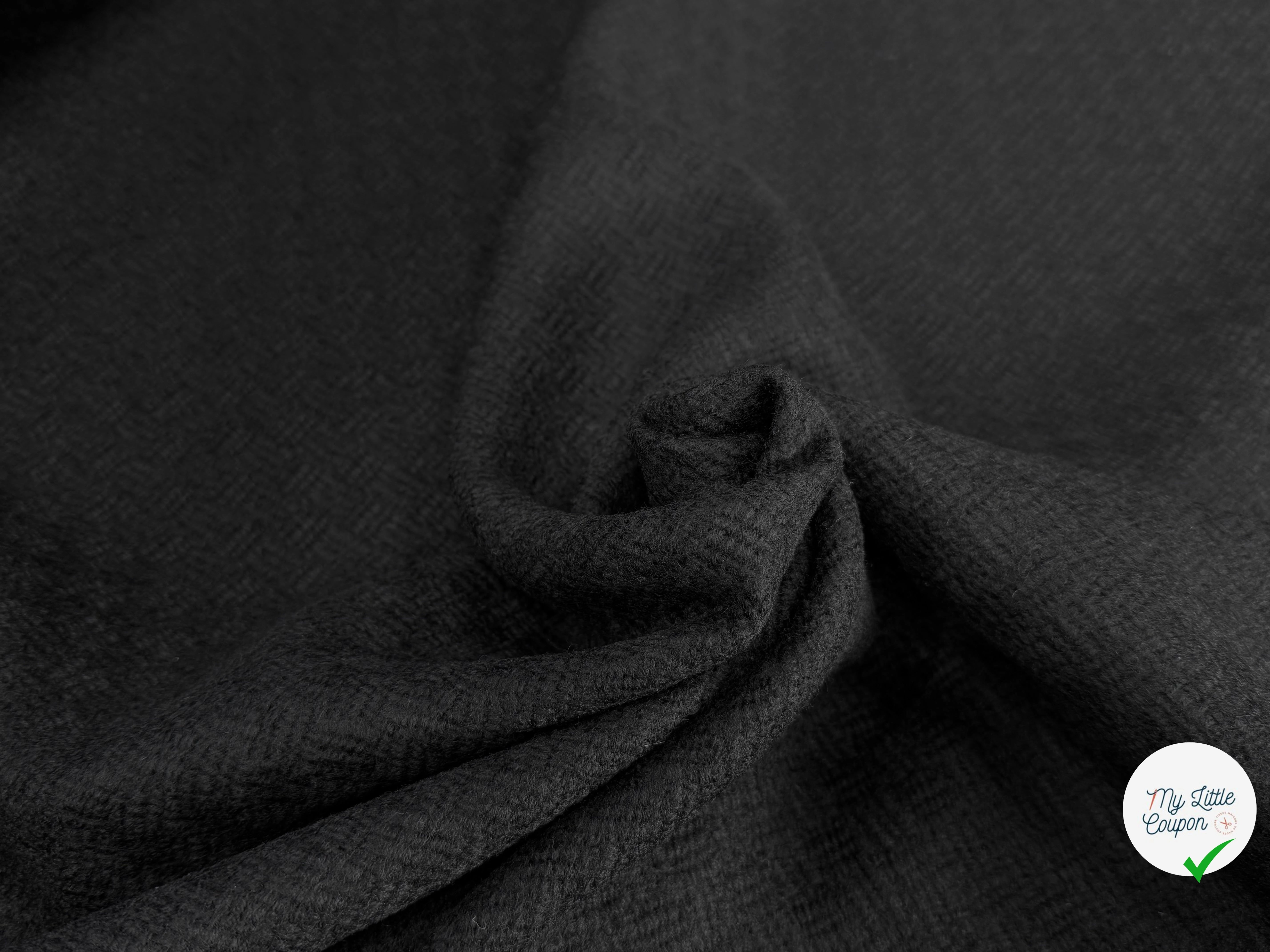 TWEED DE LAINE TEXTURÉ NOIR SUPERBE - My Little Coupon