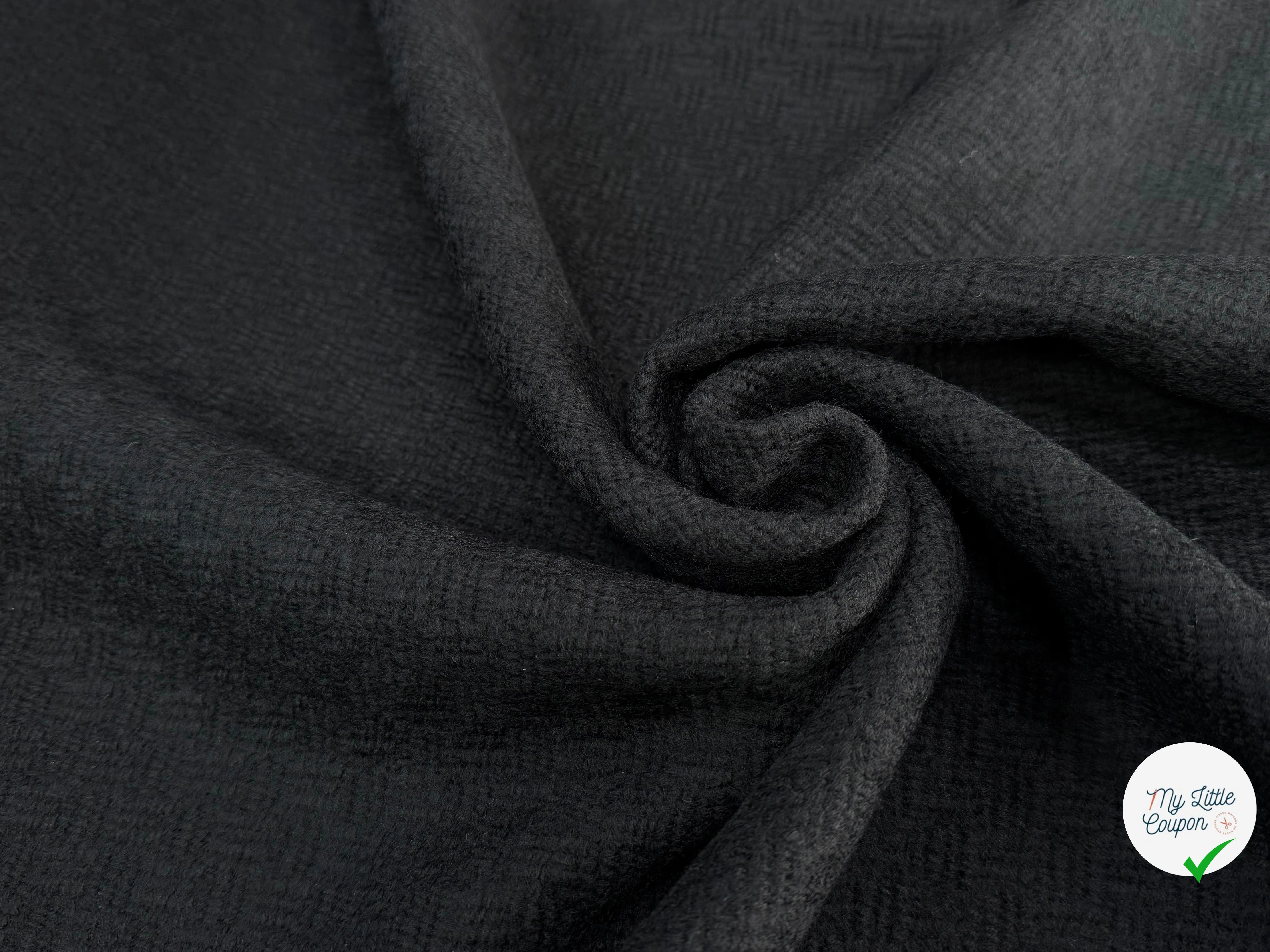 TWEED DE LAINE TEXTURÉ NOIR SUPERBE - My Little Coupon