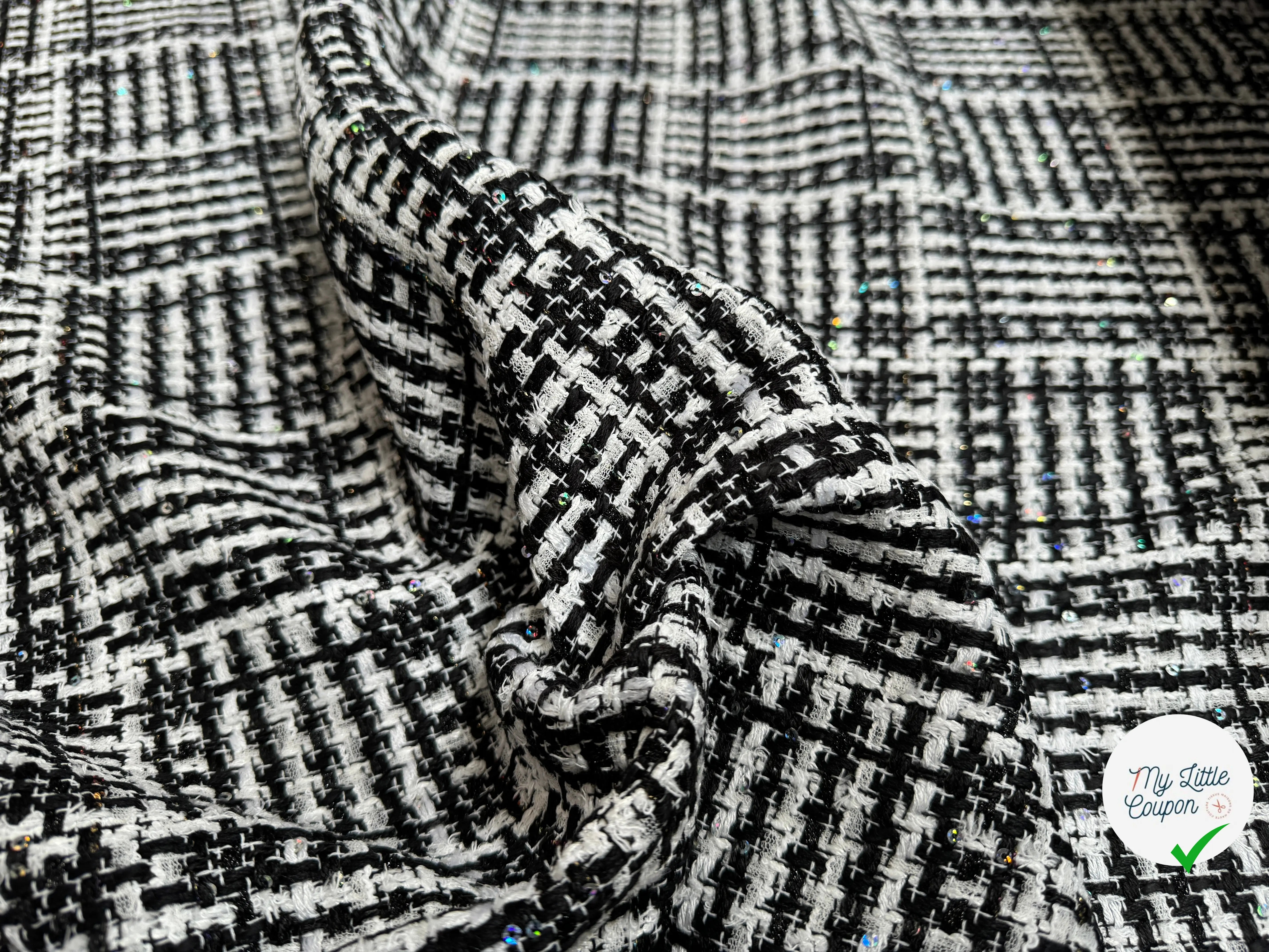 TWEED DE PRESTIGE NOIR & BLANC FABRICATION FRANÇAISE - My Little Coupon