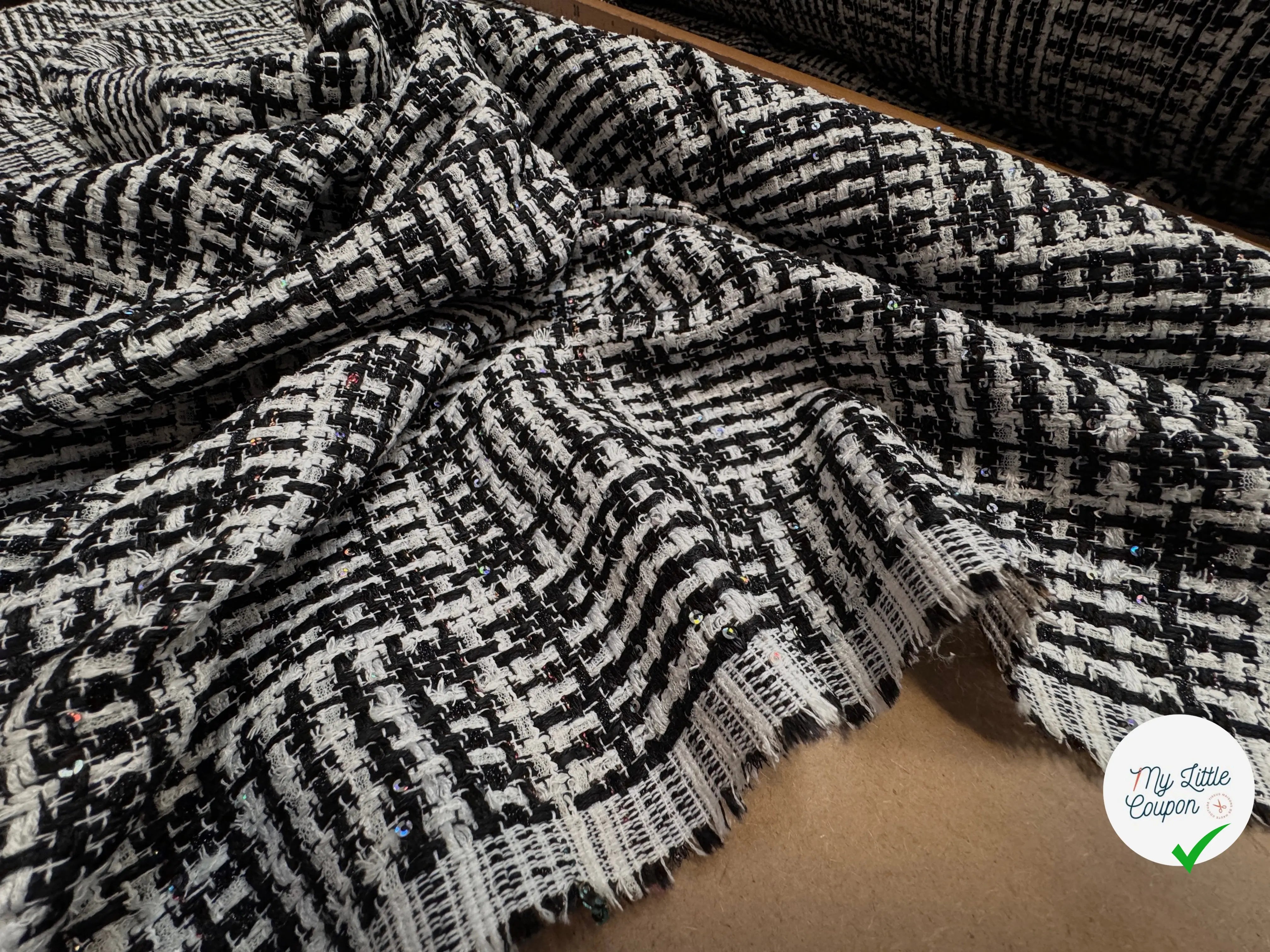 TWEED DE PRESTIGE NOIR & BLANC FABRICATION FRANÇAISE - My Little Coupon