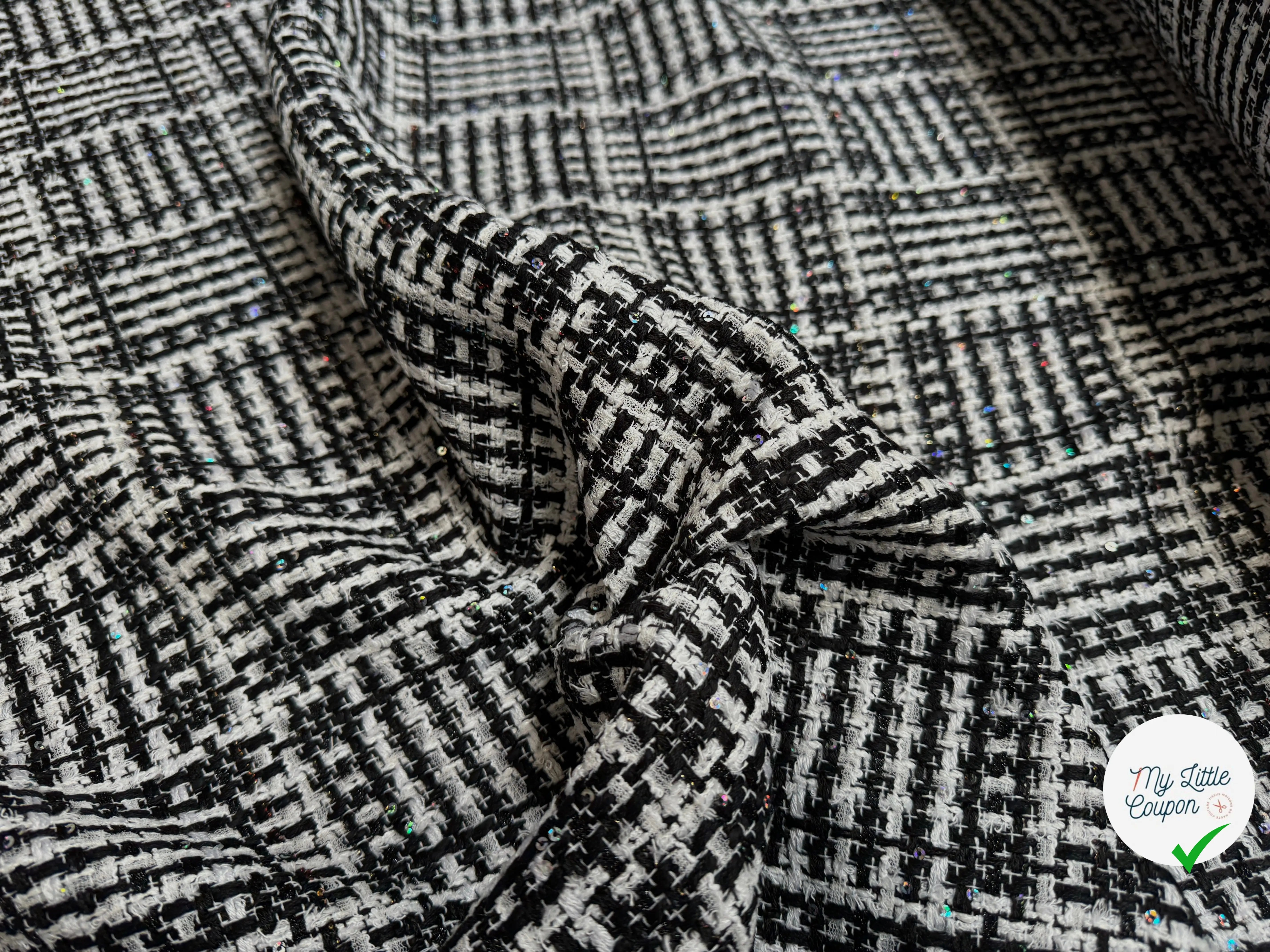 TWEED DE PRESTIGE NOIR & BLANC FABRICATION FRANÇAISE - My Little Coupon