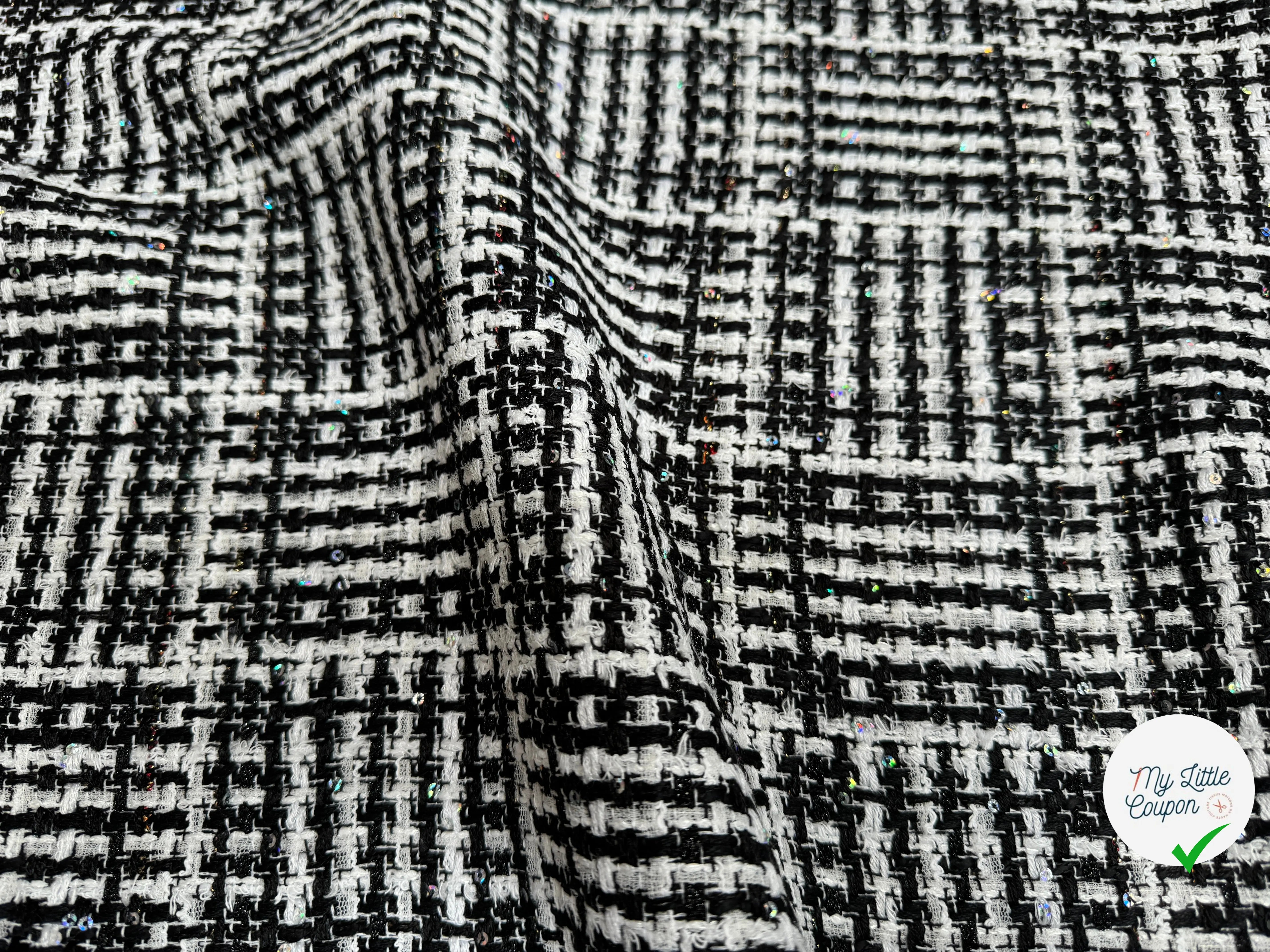 TWEED DE PRESTIGE NOIR & BLANC FABRICATION FRANÇAISE - My Little Coupon