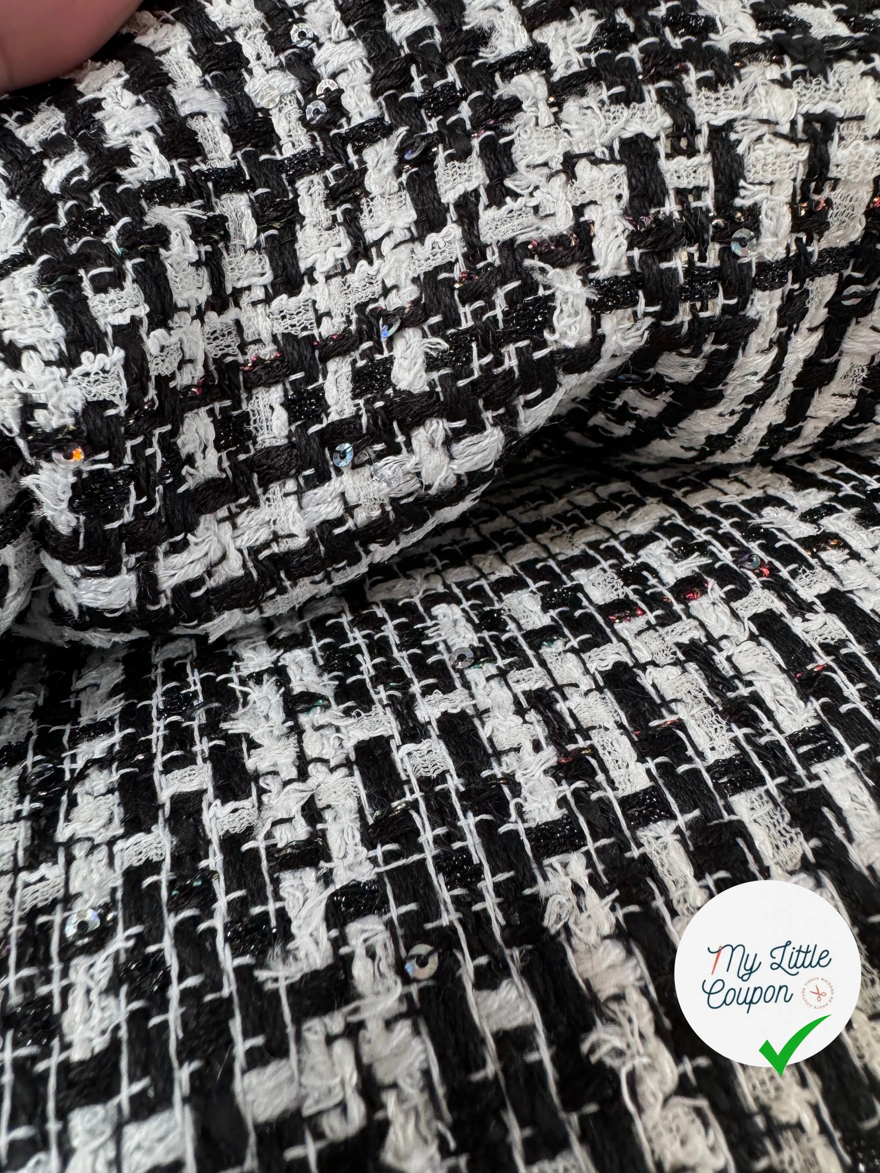 TWEED DE PRESTIGE NOIR & BLANC FABRICATION FRANÇAISE - My Little Coupon