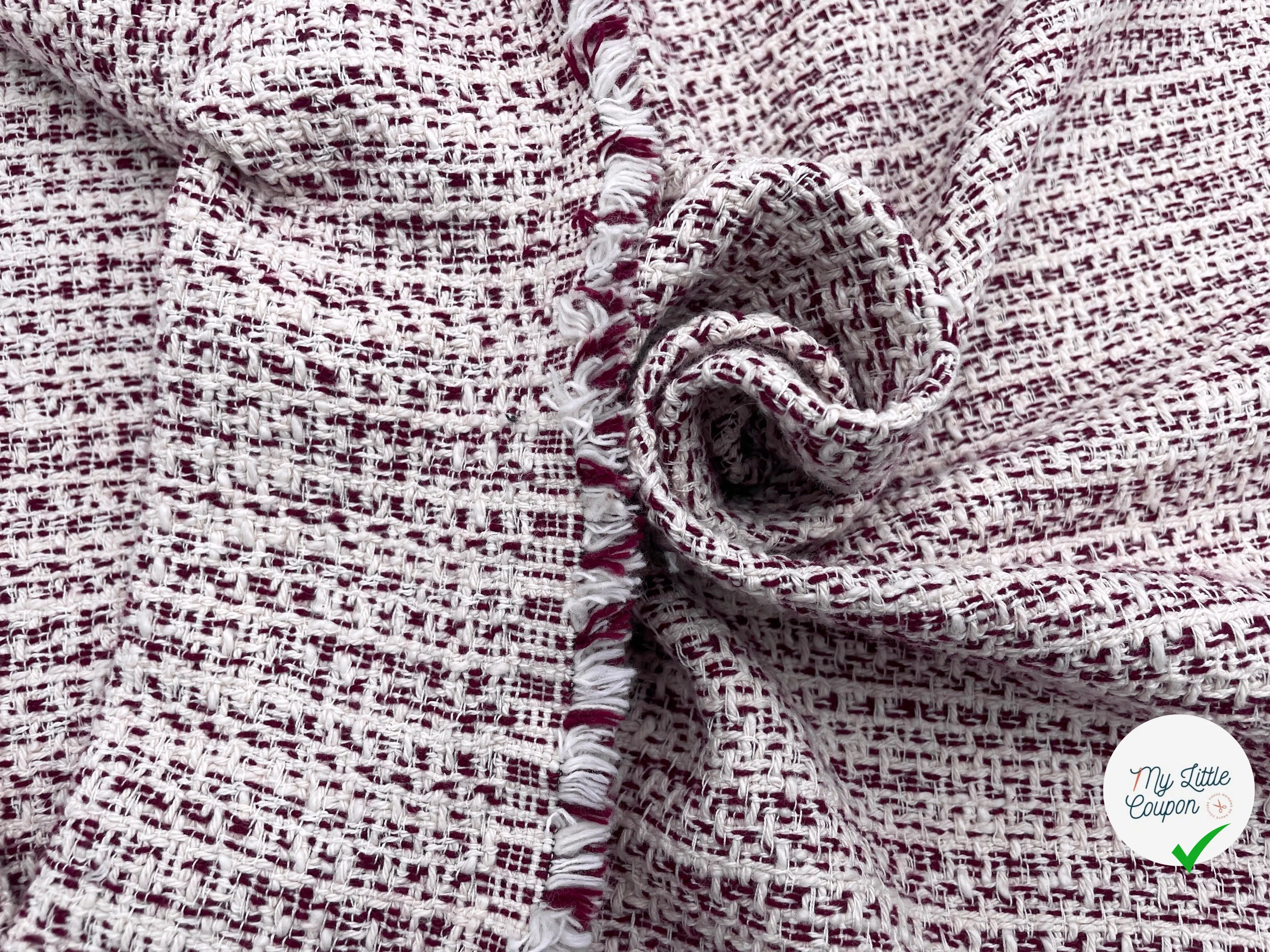 TWEED DE PRINTEMPS BORDEAUX ET ÉCRU - My Little Coupon - tissu - coudre