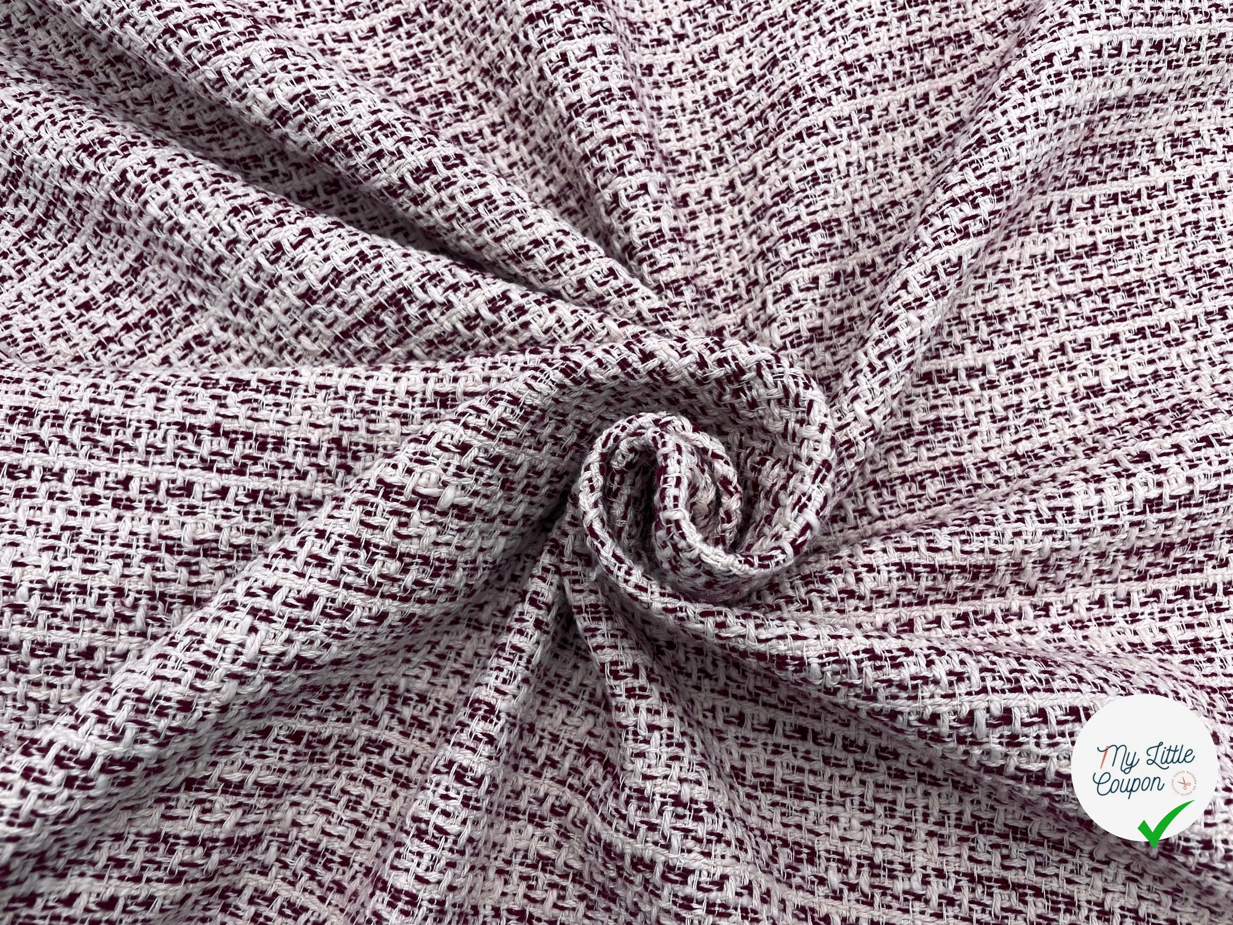 TWEED DE PRINTEMPS BORDEAUX ET ÉCRU - My Little Coupon - tissu - coudre