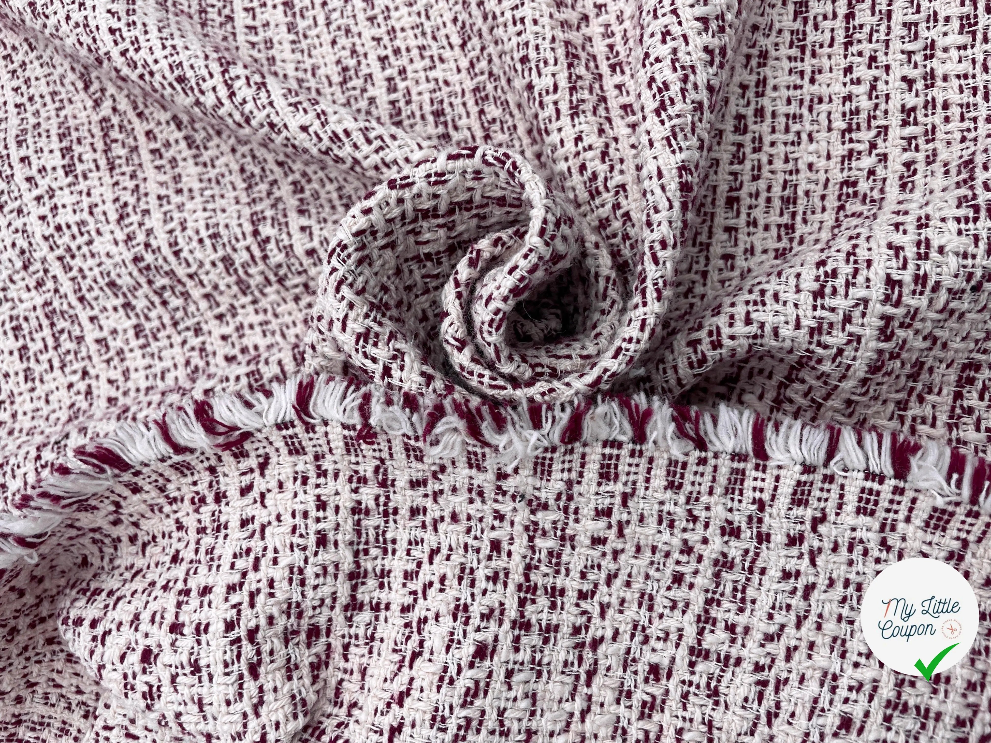 TWEED DE PRINTEMPS BORDEAUX ET ÉCRU - My Little Coupon - tissu - coudre