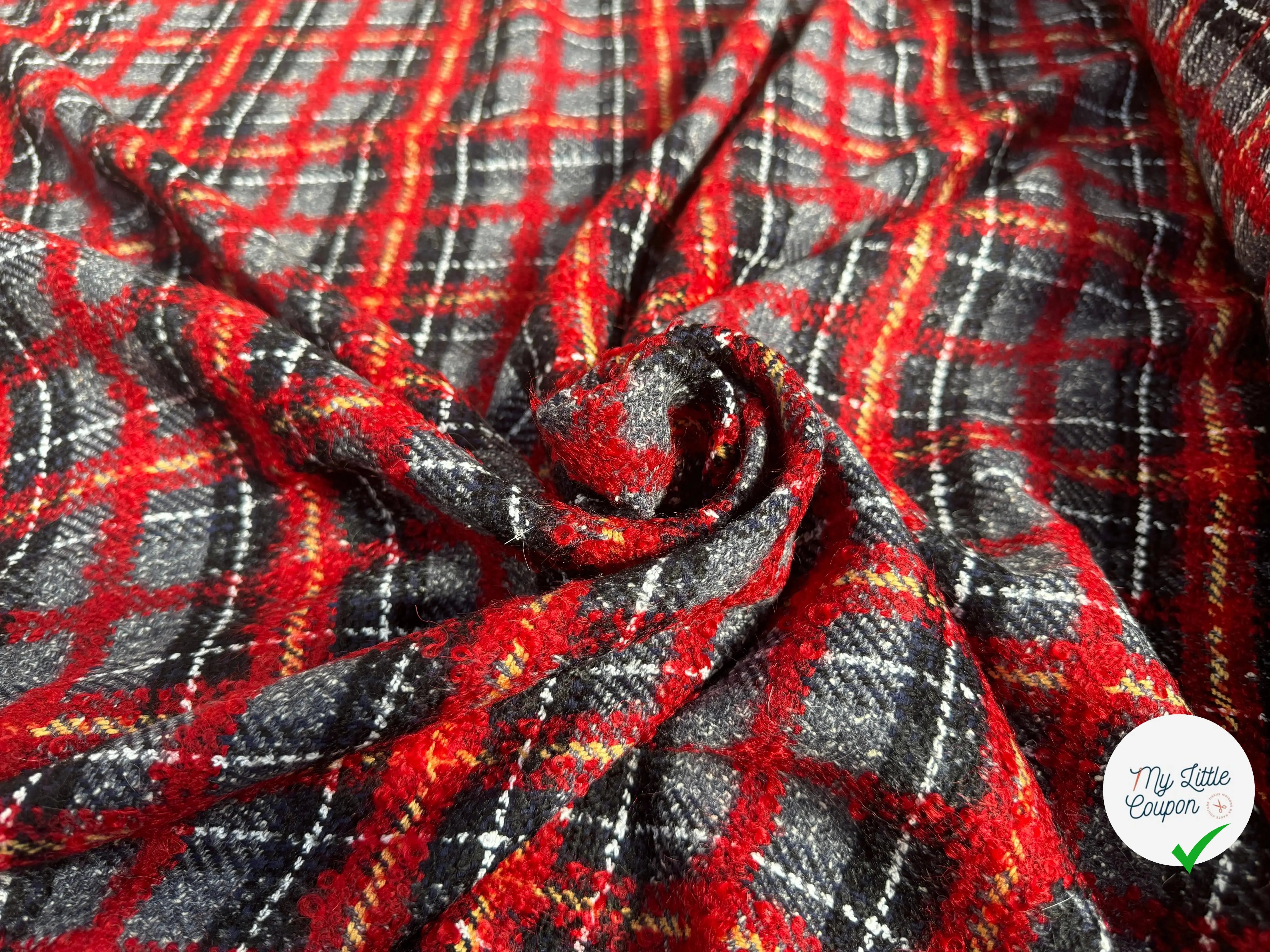 TWEED ÉCOSSAIS ÉCLAT ROUGE MADE IN FRANCE - My Little Coupon