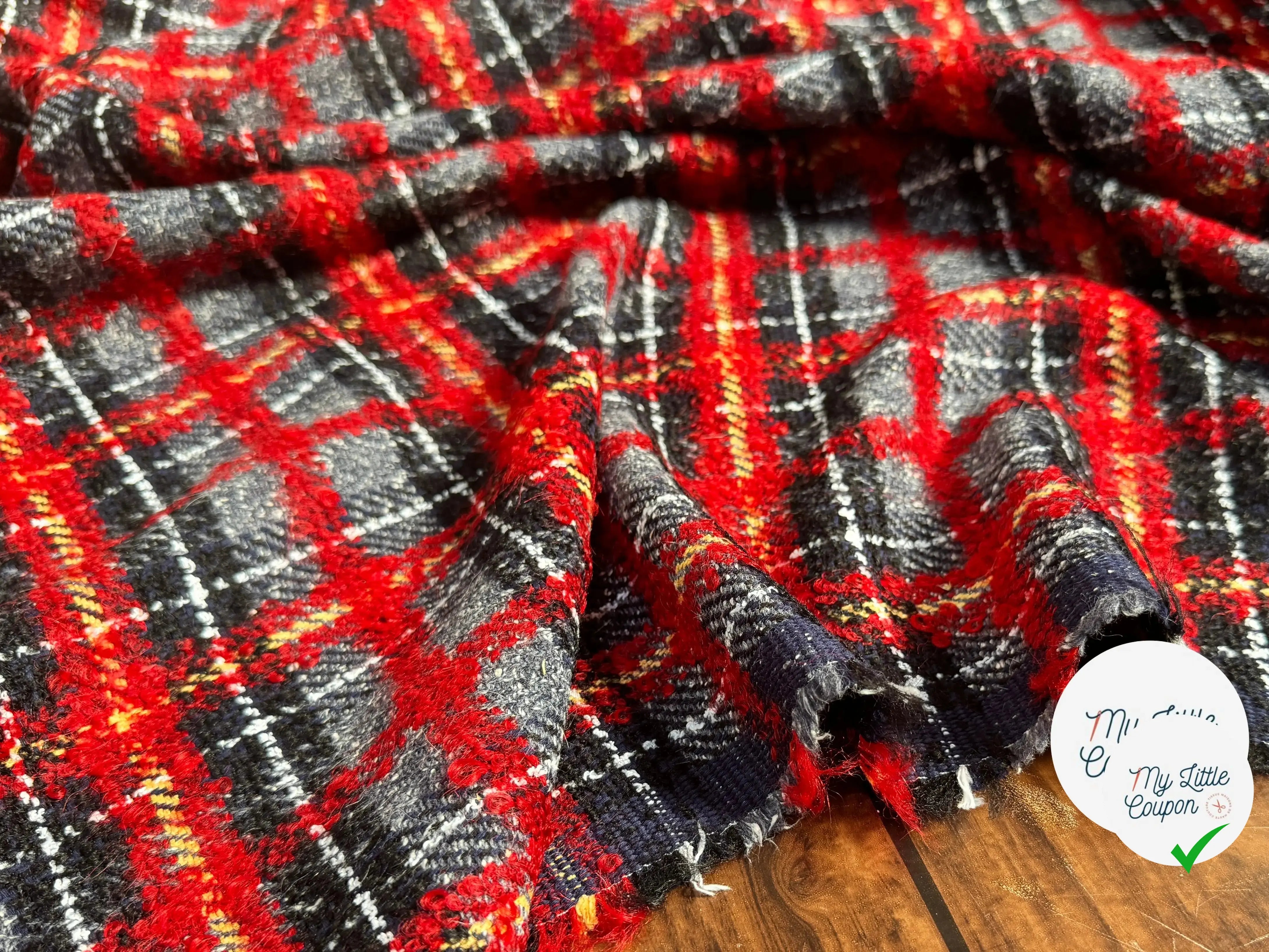 TWEED ÉCOSSAIS ÉCLAT ROUGE MADE IN FRANCE - My Little Coupon