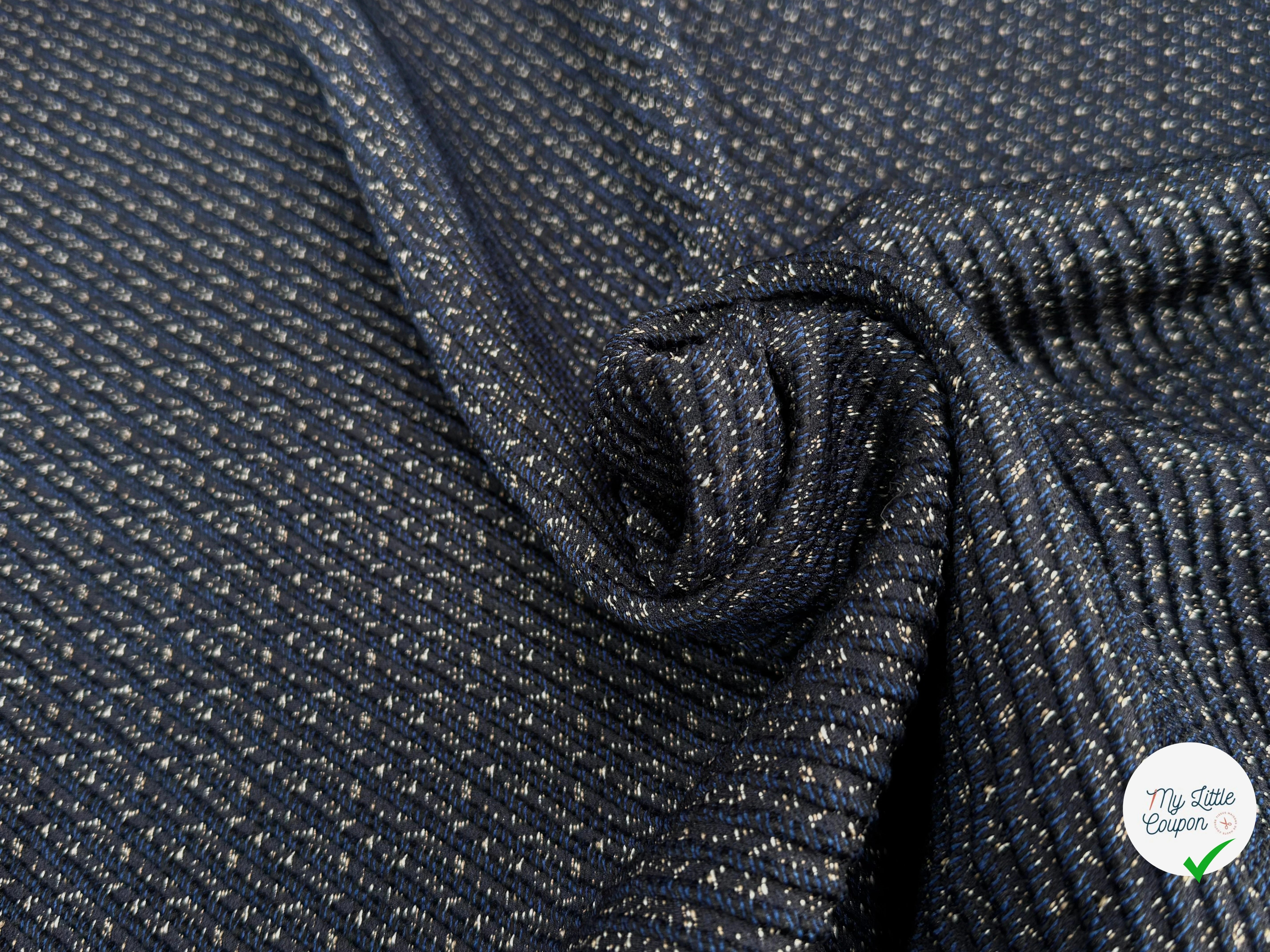 TWEED JACQUARD TISSÉ POLYCOTON ET POLYAMIDE BLEU GRIS - My Little Coupon