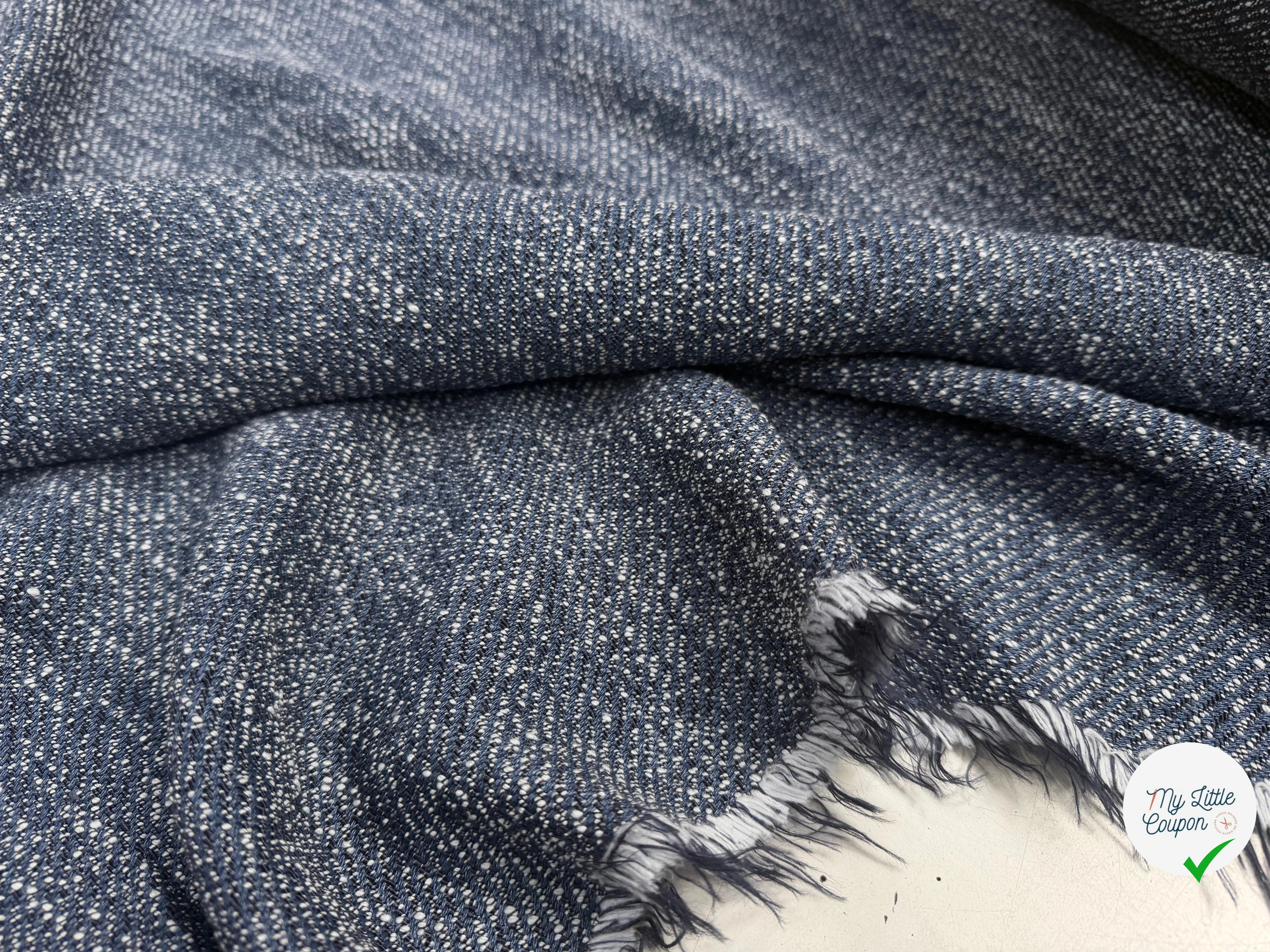 TWEED LOURD BLEU COTON RAYURES SERGÉES - My Little Coupon