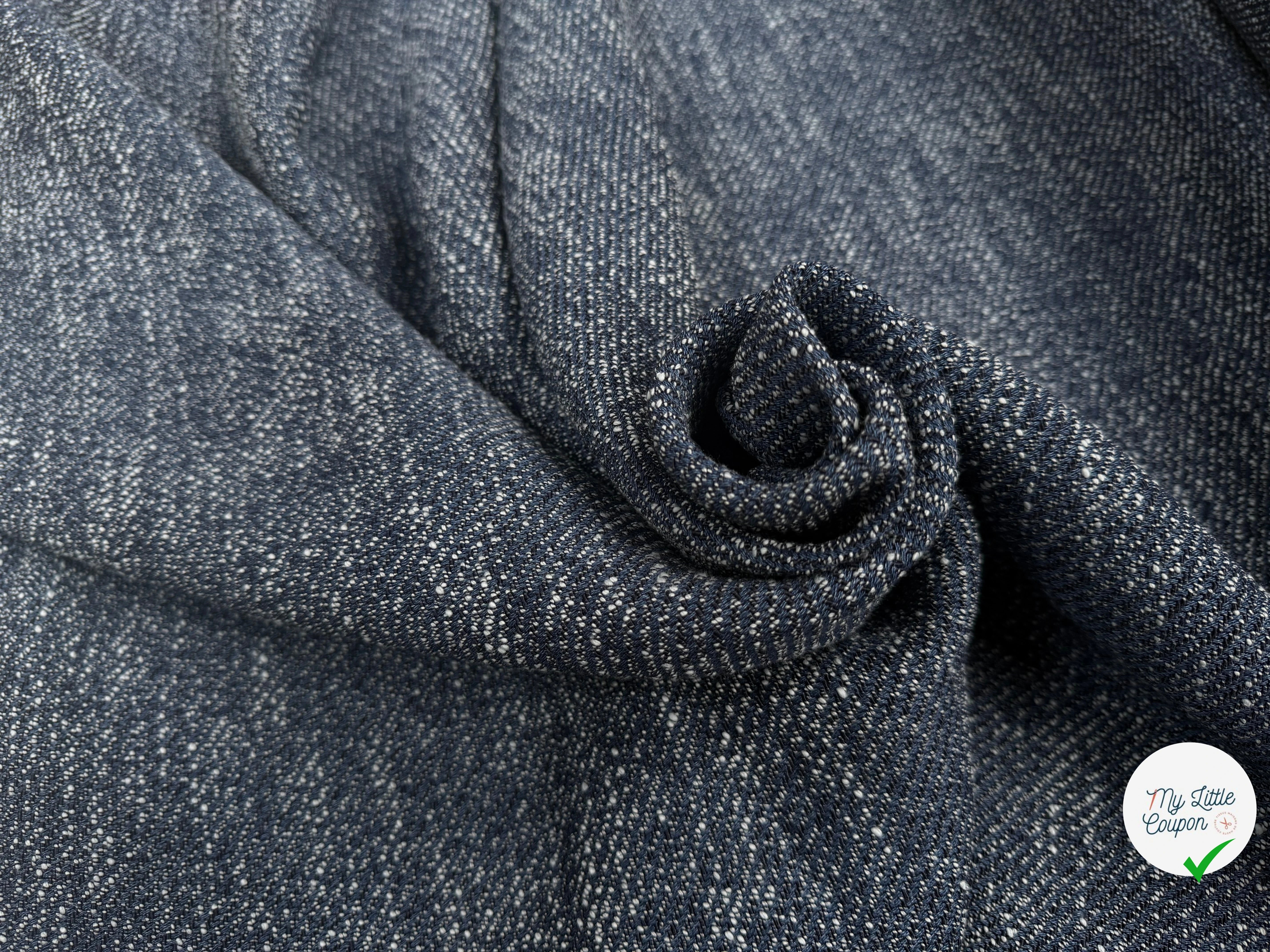 TWEED LOURD BLEU COTON RAYURES SERGÉES - My Little Coupon