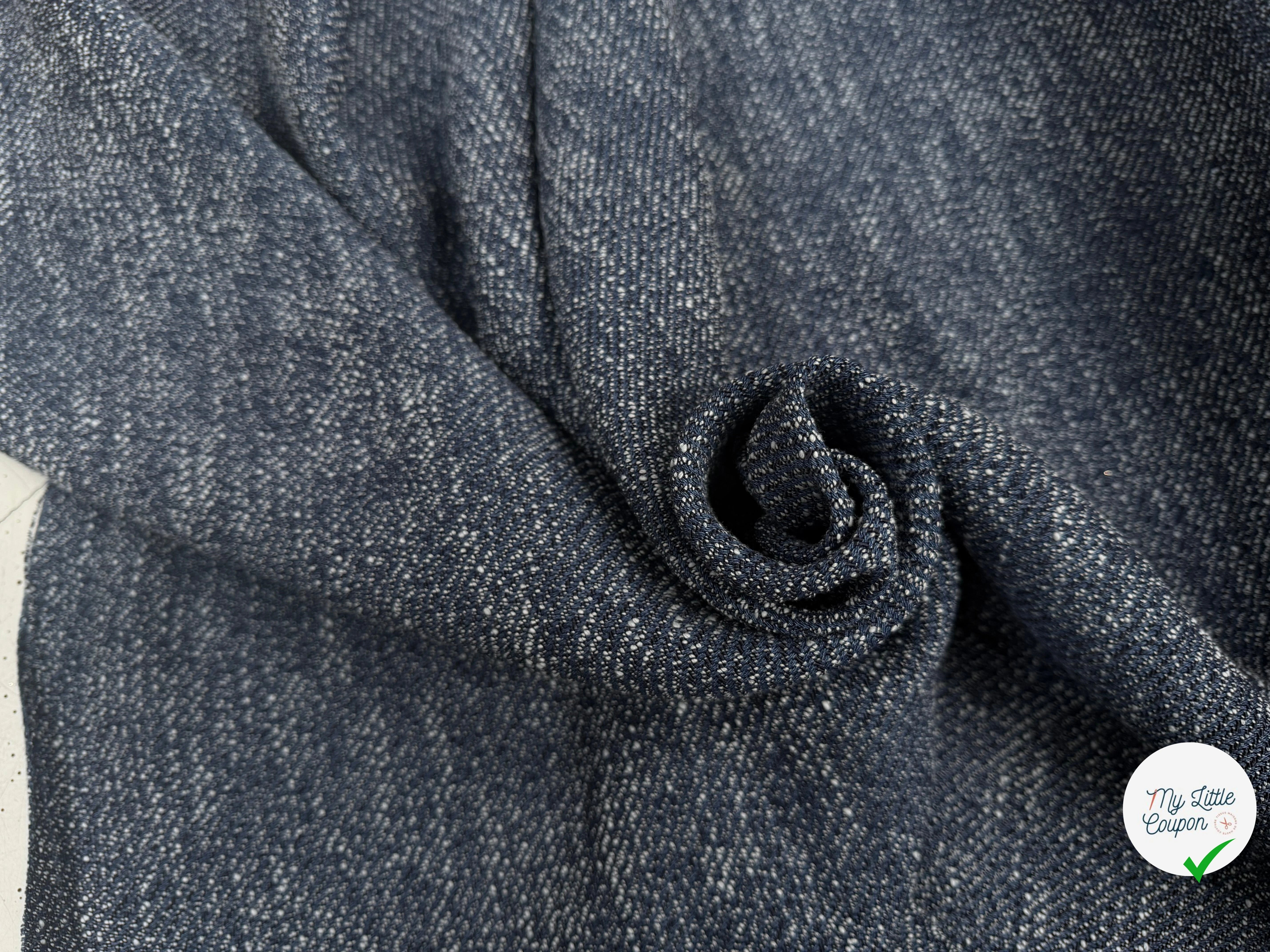 TWEED LOURD BLEU COTON RAYURES SERGÉES - My Little Coupon