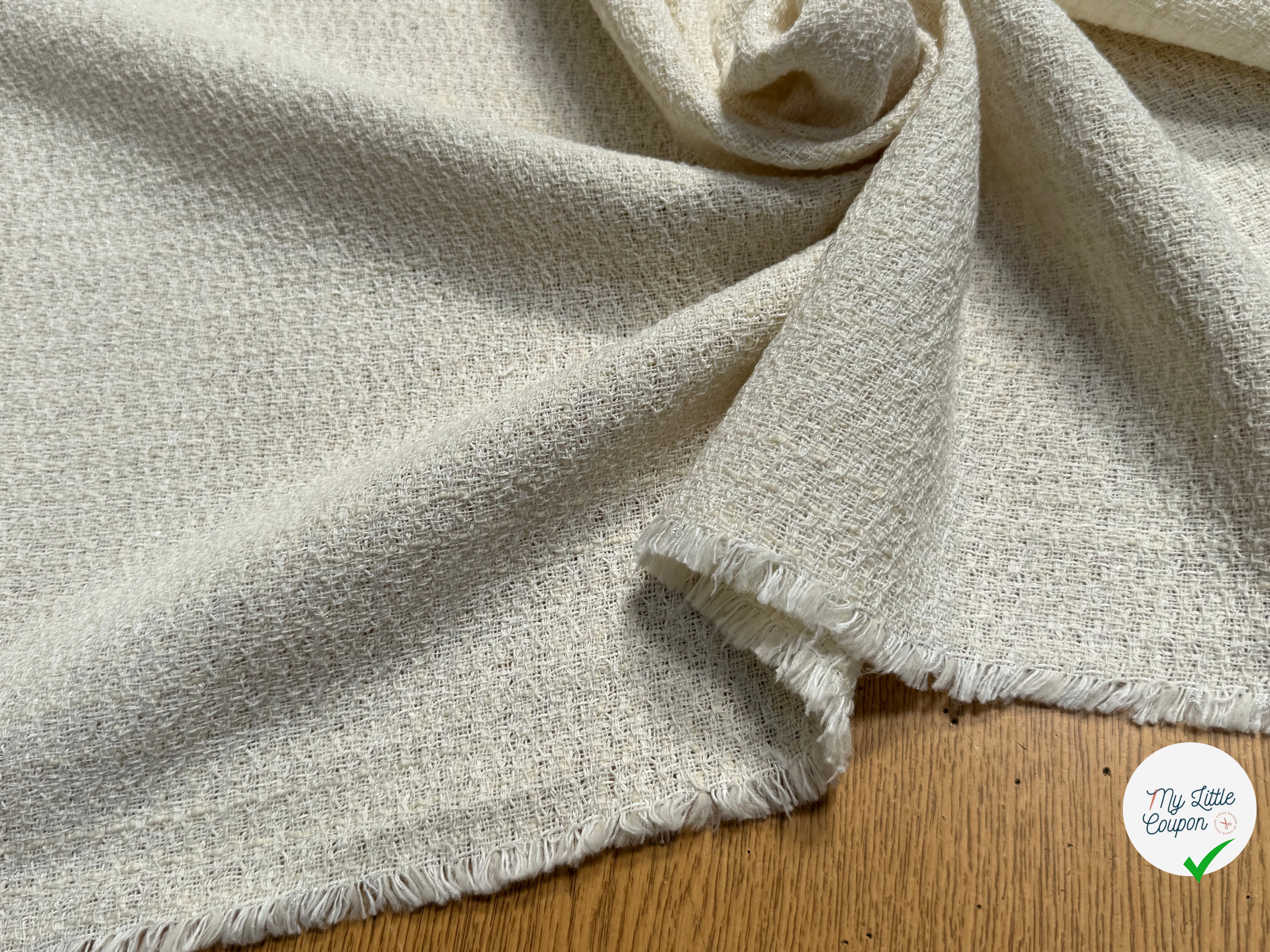 TWEED POLYLAINE BEAU TISSAGE ÉCRU 20% COTON - My Little Coupon